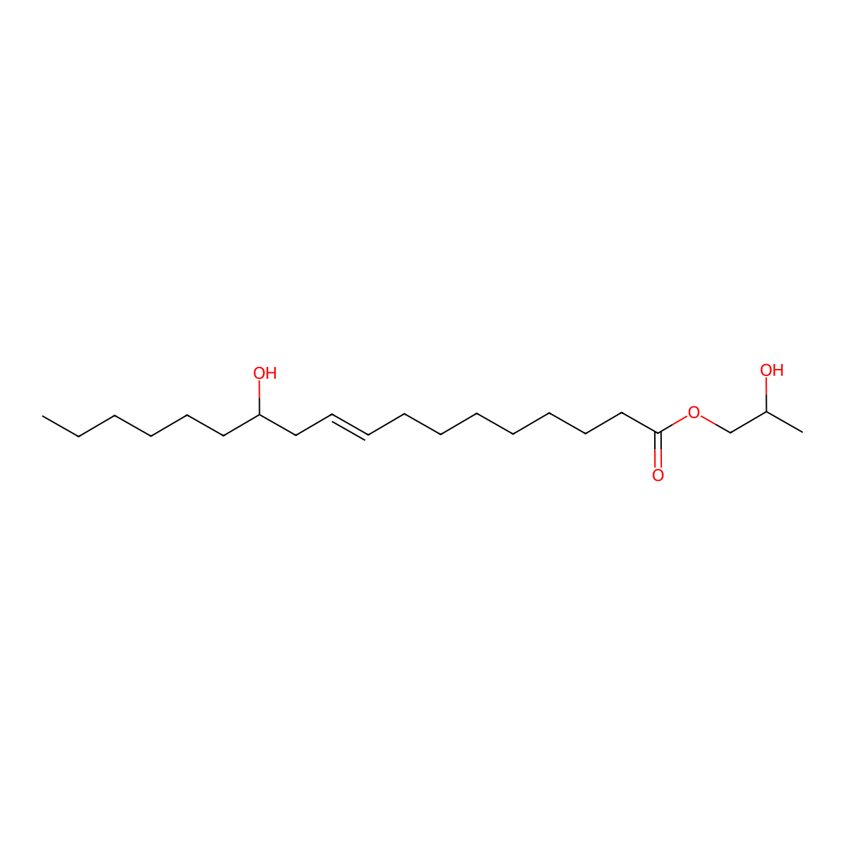 2-Hydroxypropyl ricinoleate molecular structure, CAS 142-56-3