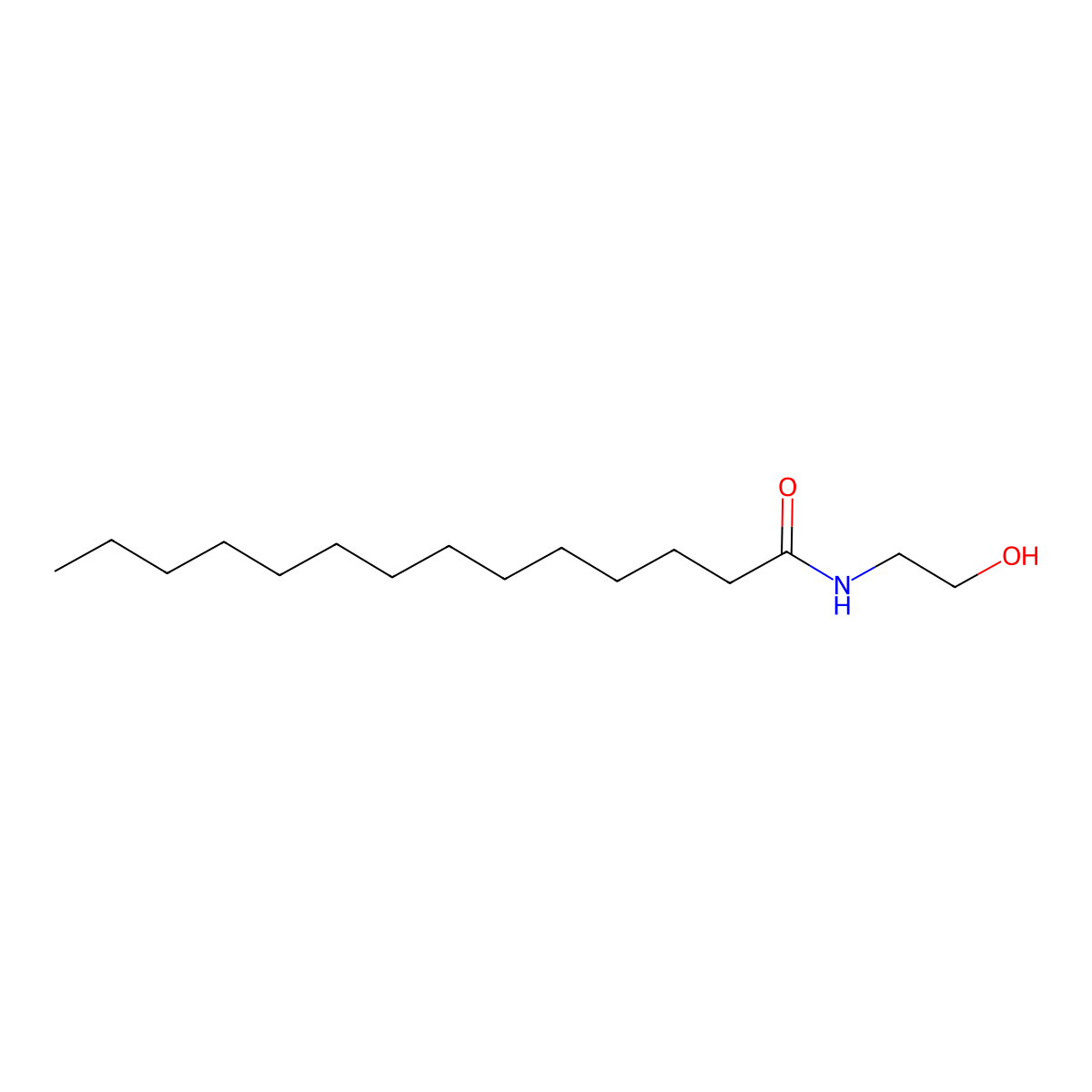 N-Myristoylethanolamine molecular structure, CAS 142-58-5