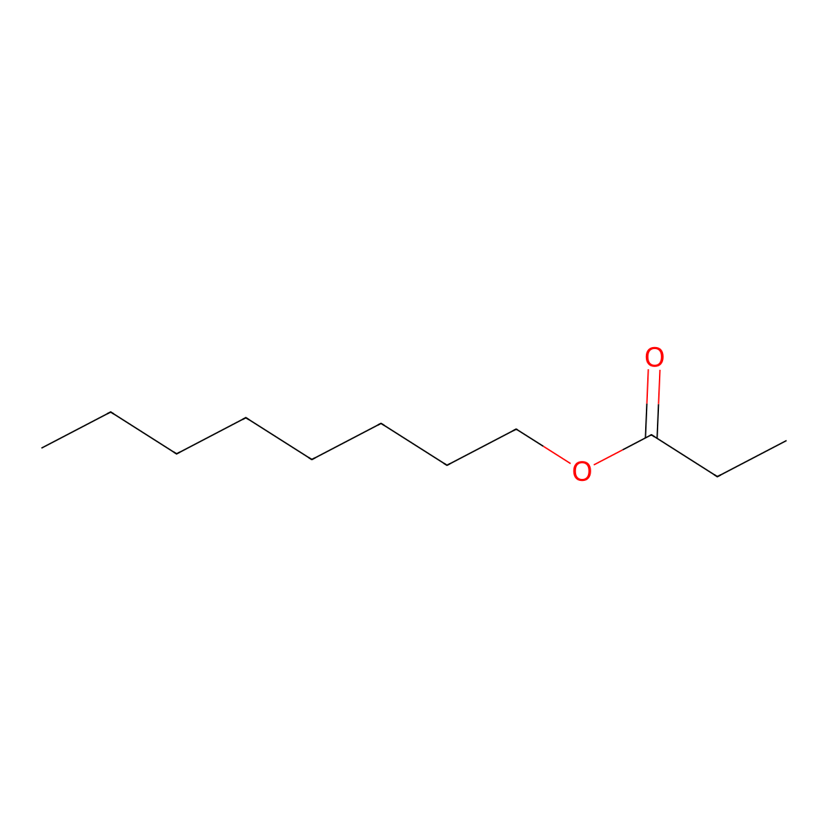 Octyl propionate molecular structure, CAS 142-60-9