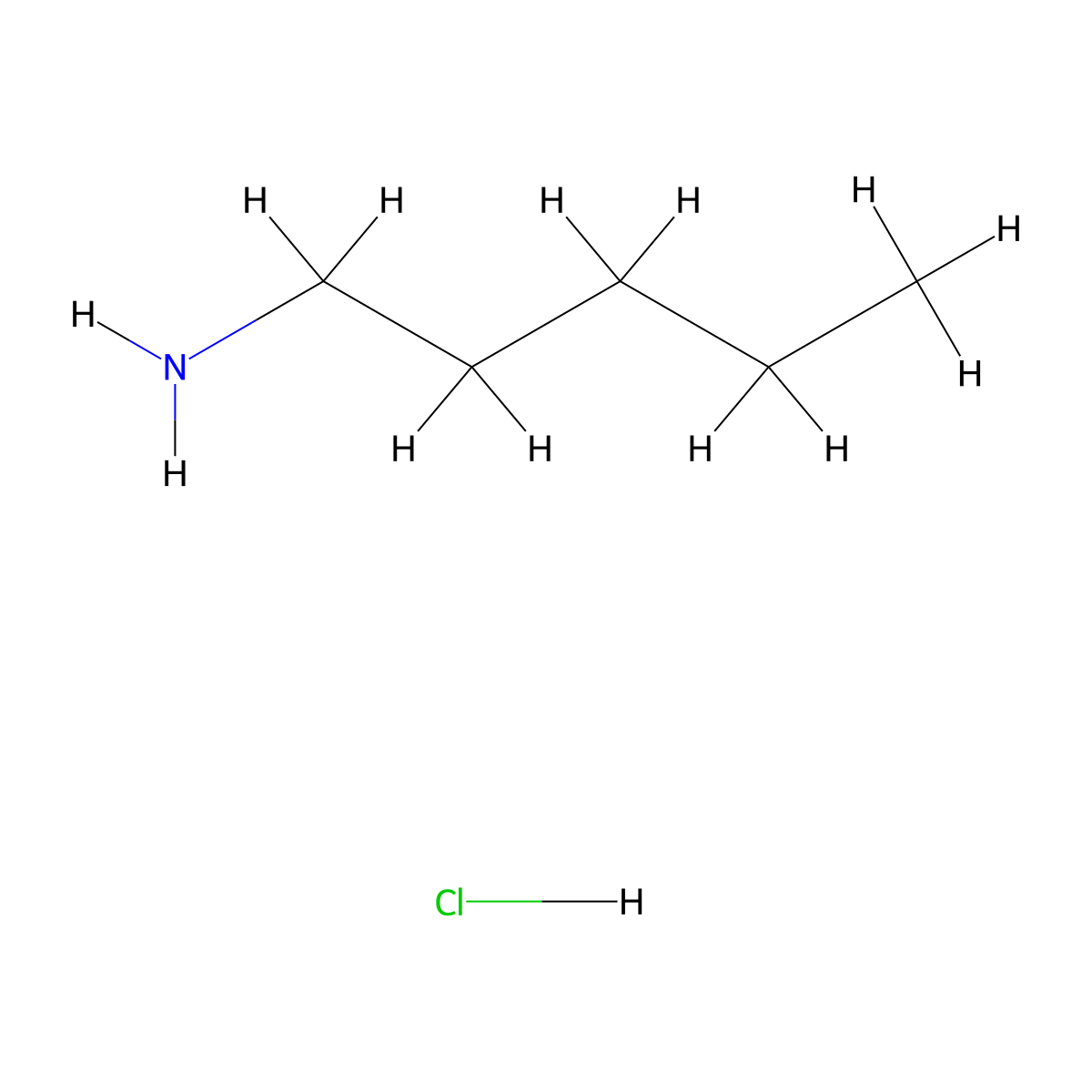 n-Amylamine hydrochloride molecular structure, CAS 142-65-4