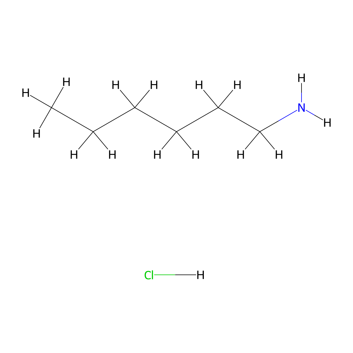 1-Hexanamine, hydrochloride (1:1) molecular structure, CAS 142-81-4