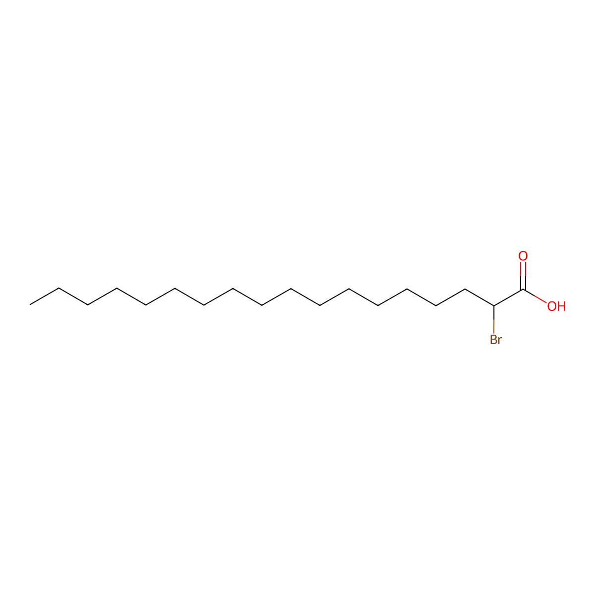 2-Bromooctadecanoic acid molecular structure, CAS 142-94-9