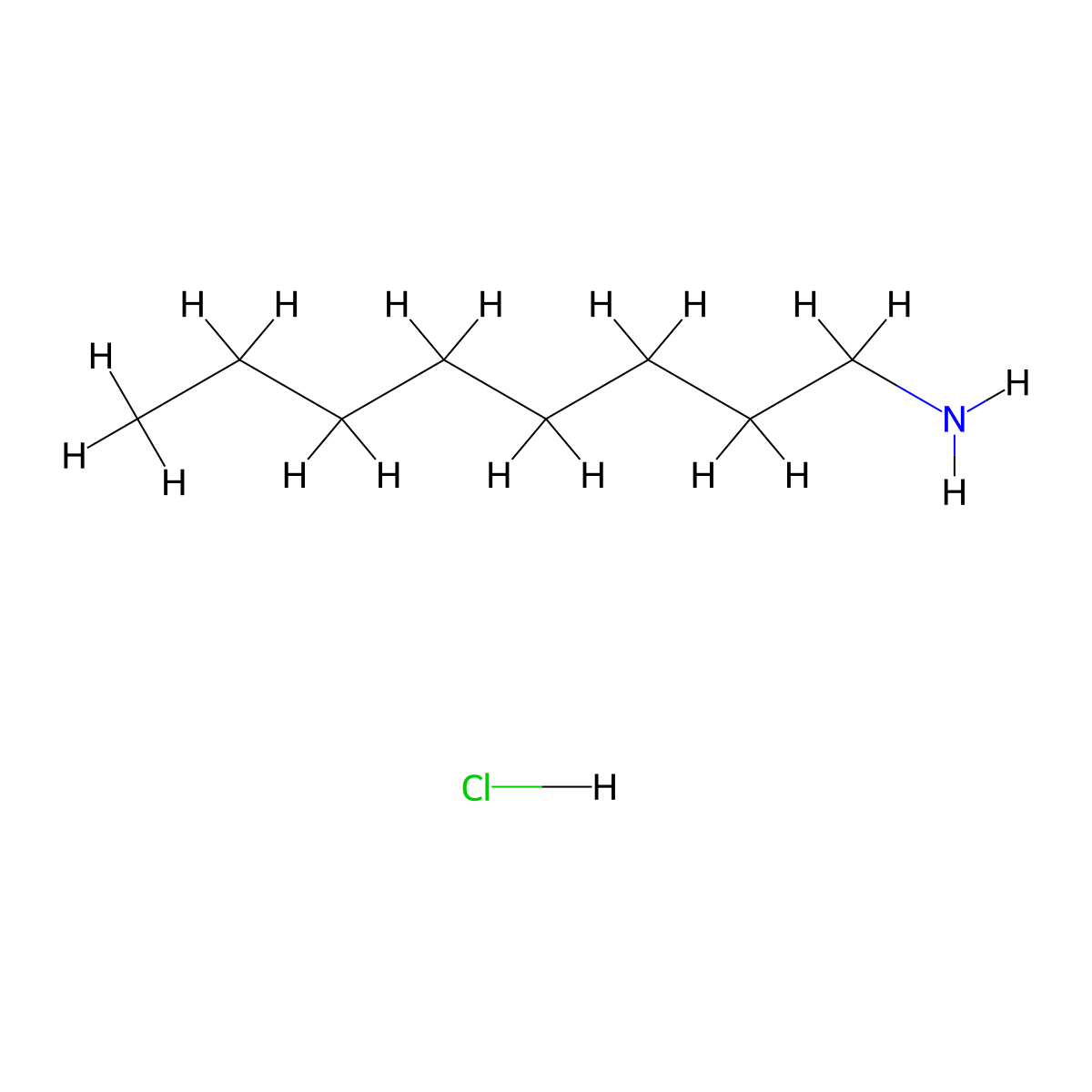 Octylamine hydrochloride molecular structure, CAS 142-95-0