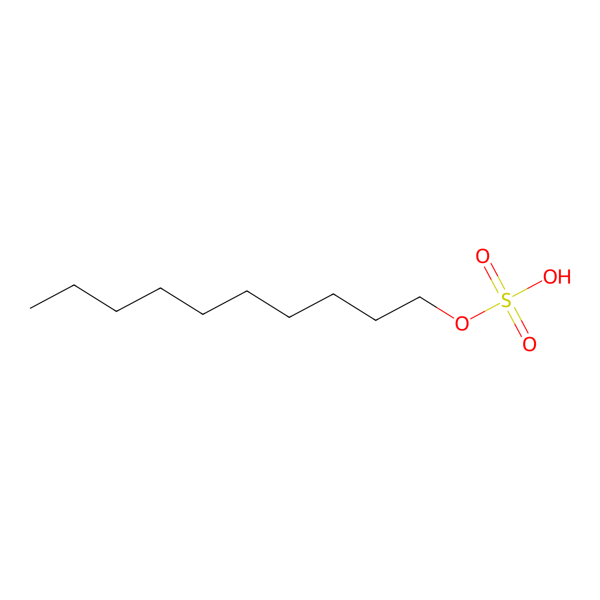 Decyl hydrogen sulfate molecular structure, CAS 142-98-3