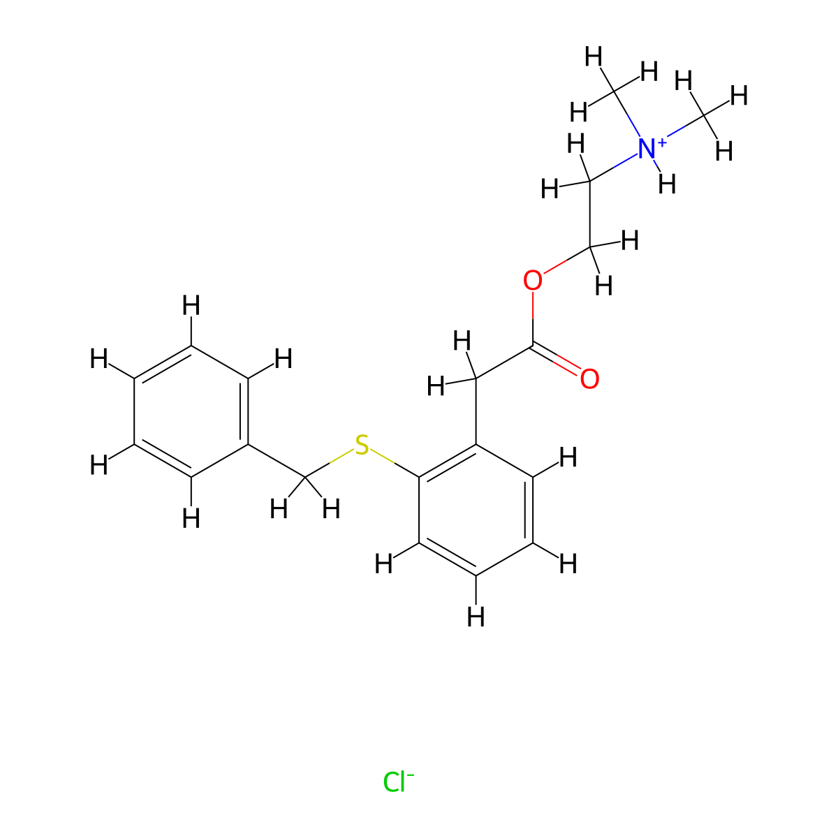 Acetic acid, (o-(benzylthio)phenyl)-, 2-(dimethylamino)ethyl ester, hydrochloride molecular structure, CAS 14200-07-8