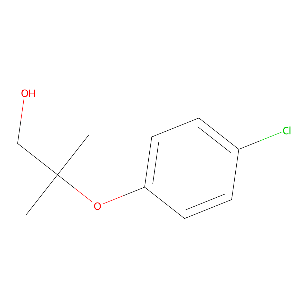 2-(4-Chlorophenoxy)-2-methylpropan-1-ol molecular structure, CAS 14200-96-5