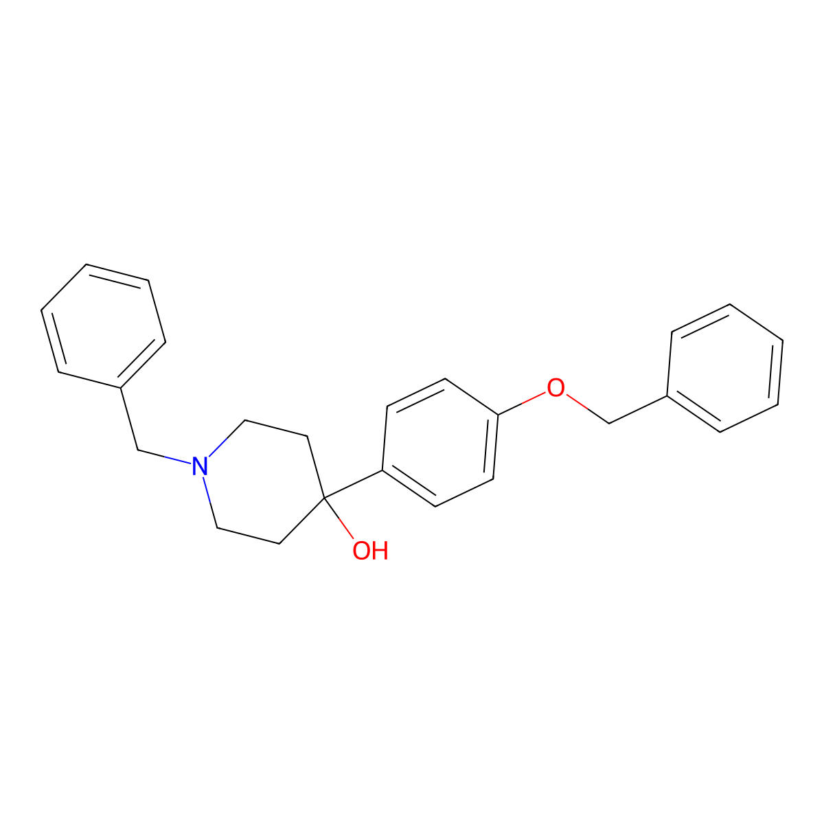 1-Benzyl-4-(4-(benzyloxy)phenyl)piperidin-4-ol molecular structure, CAS 142001-83-0