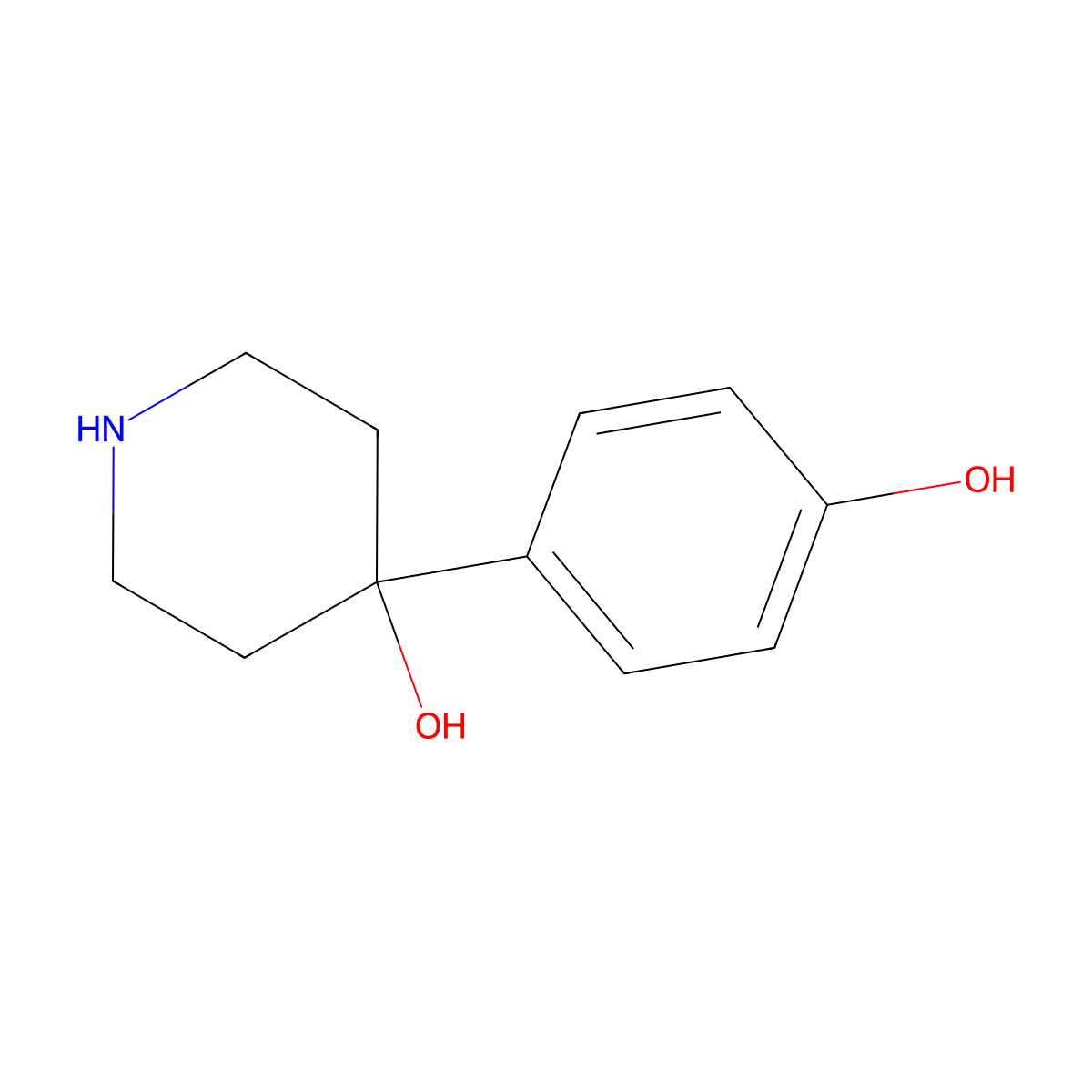 4-(4-Hydroxyphenyl)piperidin-4-ol molecular structure, CAS 142001-84-1