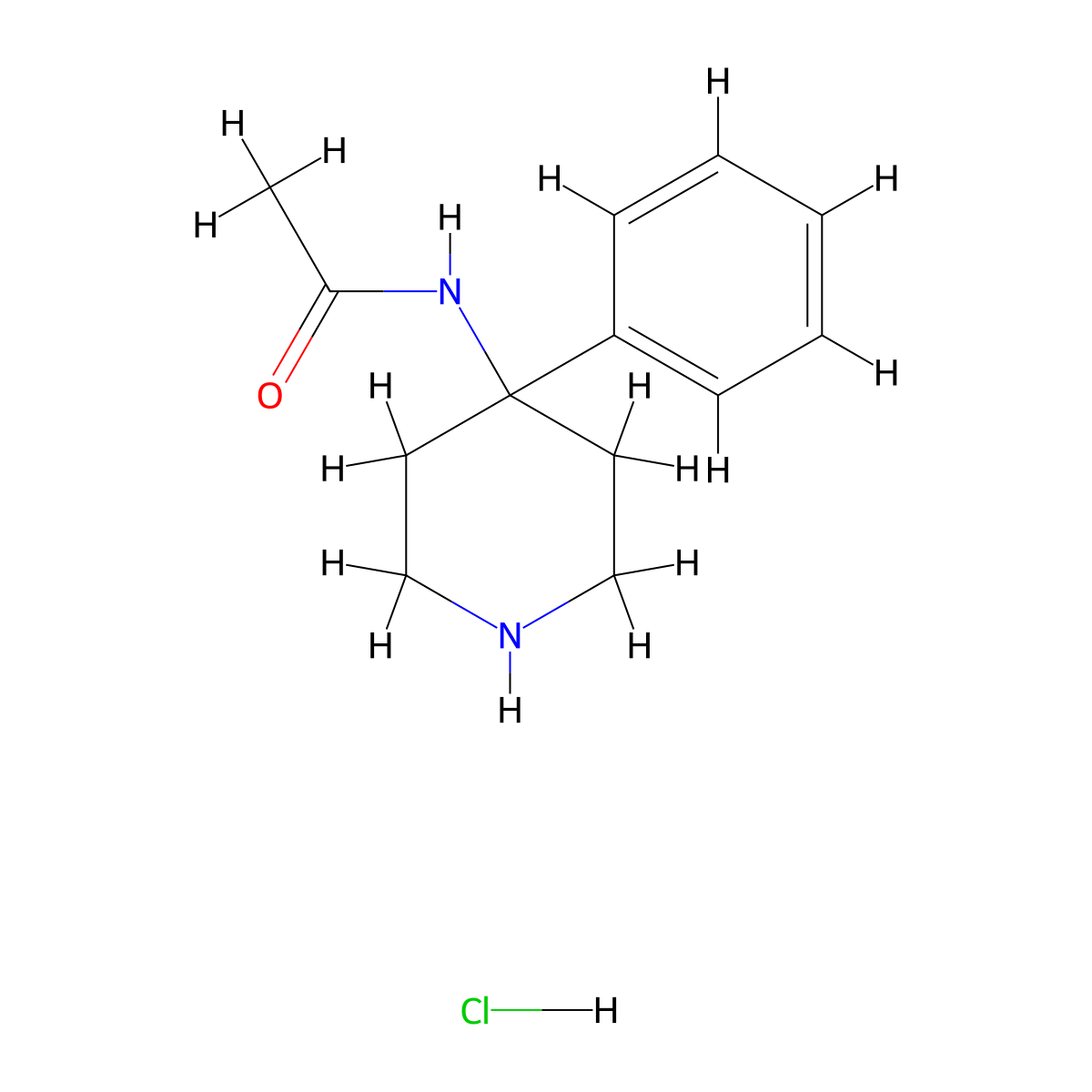 N-(4-phenylpiperidin-4-yl)acetamide hydrochloride molecular structure, CAS 142001-86-3