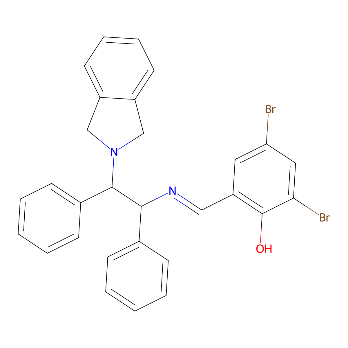 2,4-Dibromo-6-[(E)-[[(1R,2R)-2-(isoindolin-2-yl)-1,2-diphenylethyl]imino]methyl]phenol molecular structure, CAS 1420042-07-4