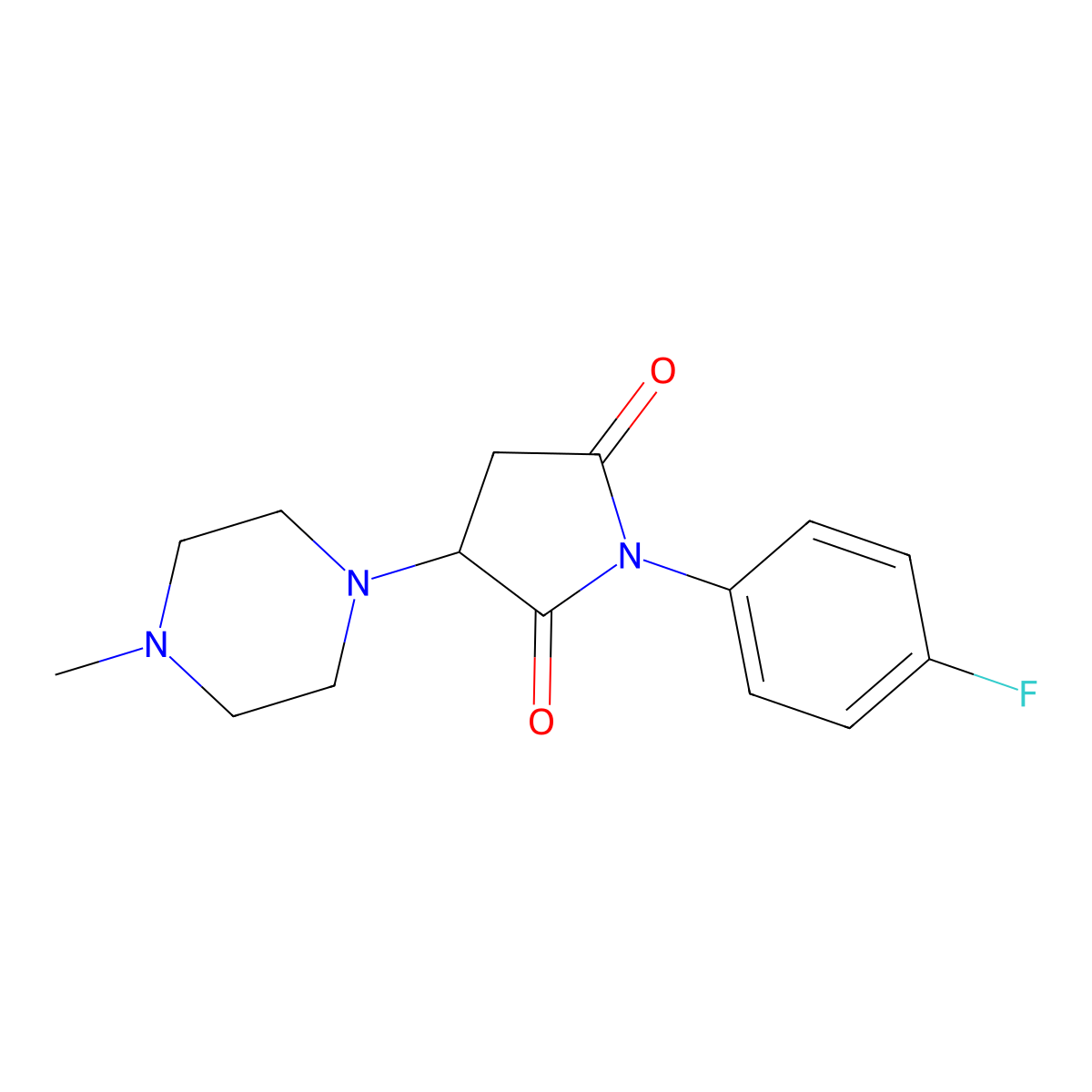 1-(4-Fluorophenyl)-3-(4-methylpiperazin-1-yl)pyrrolidine-2,5-dione molecular structure, CAS 142014-09-3