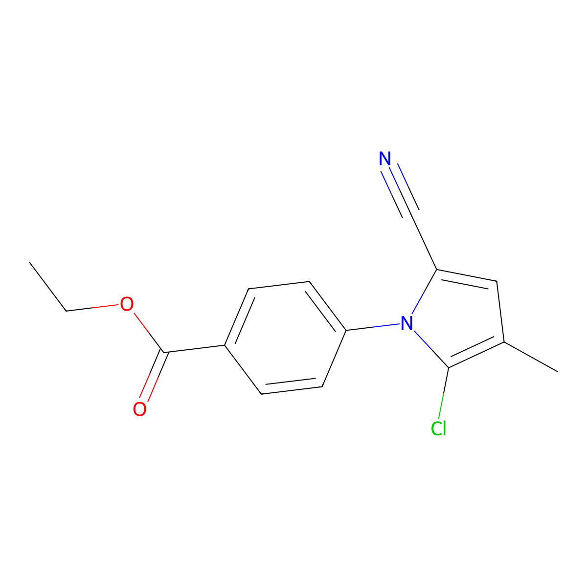 Ethyl 4-(2-chloro-5-cyano-3-methyl-1H-pyrrol-1-yl)benzoate molecular structure, CAS 142015-90-5