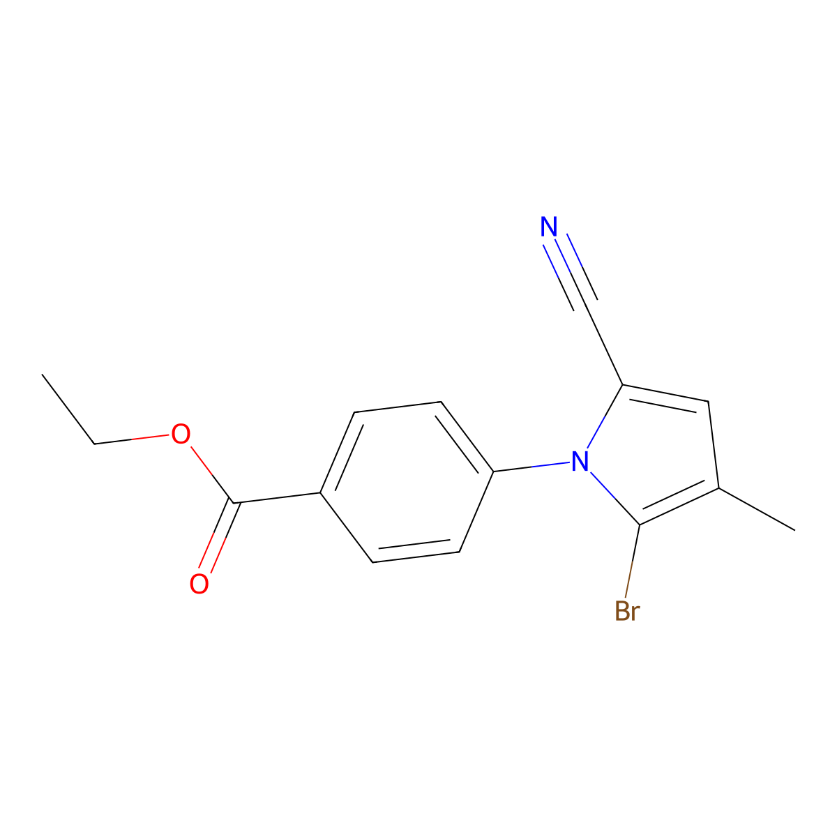 Ethyl 4-(2-bromo-5-cyano-3-methyl-1H-pyrrol-1-yl)benzoate molecular structure, CAS 142015-91-6