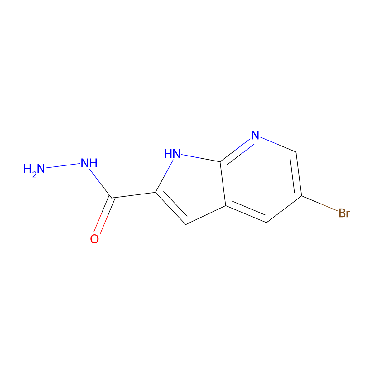 5-bromo-1H-pyrrolo[2,3-b]pyridine-2-carbohydrazide molecular structure, CAS 1420206-23-0