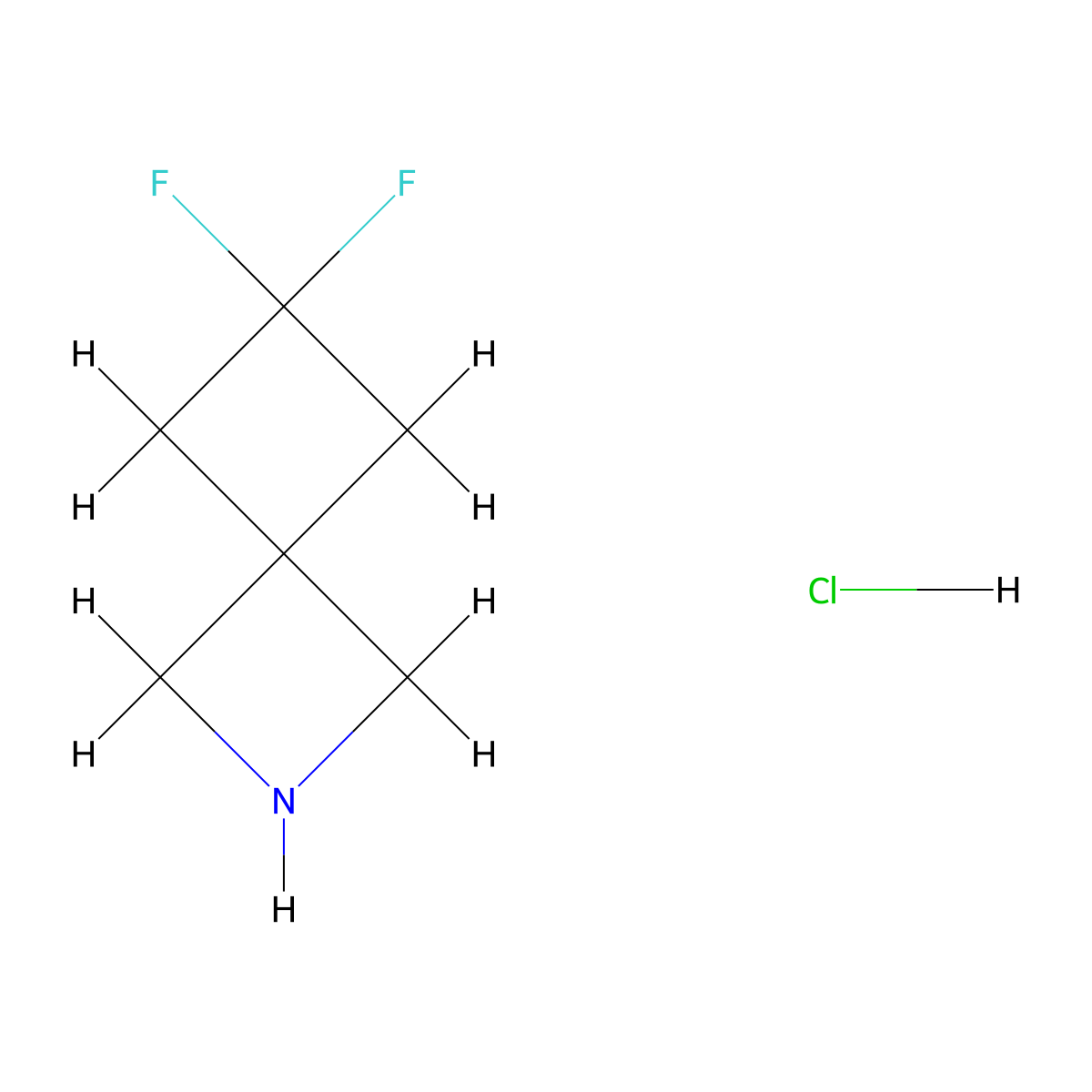 6,6-Difluoro-2-azaspiro(3.3)heptane hydrochloride molecular structure, CAS 1420294-83-2