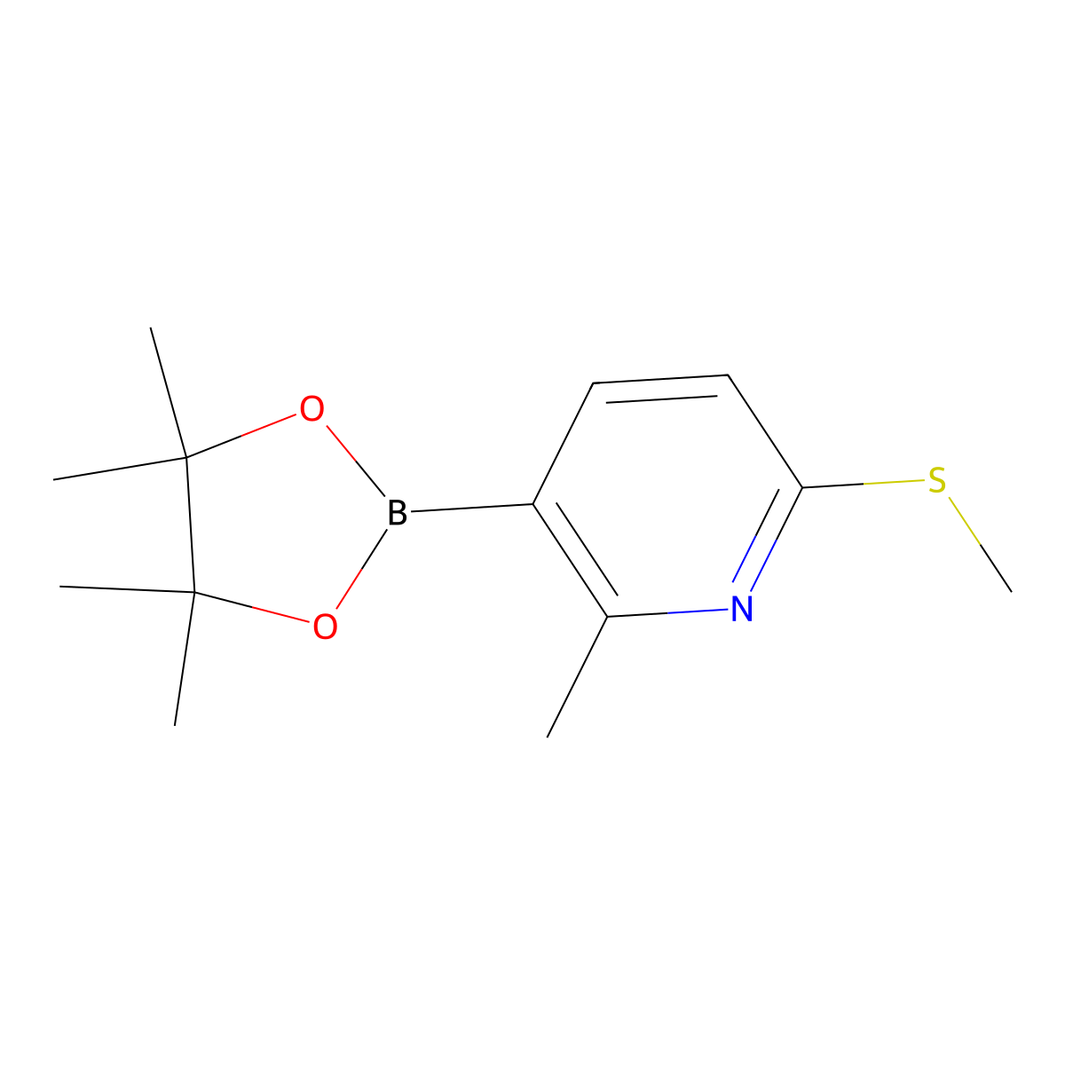 2-Methyl-6-(methylthio)-3-(4,4,5,5-tetramethyl-1,3,2-dioxaborolan-2-yl)pyridine molecular structure, CAS 1420296-82-7