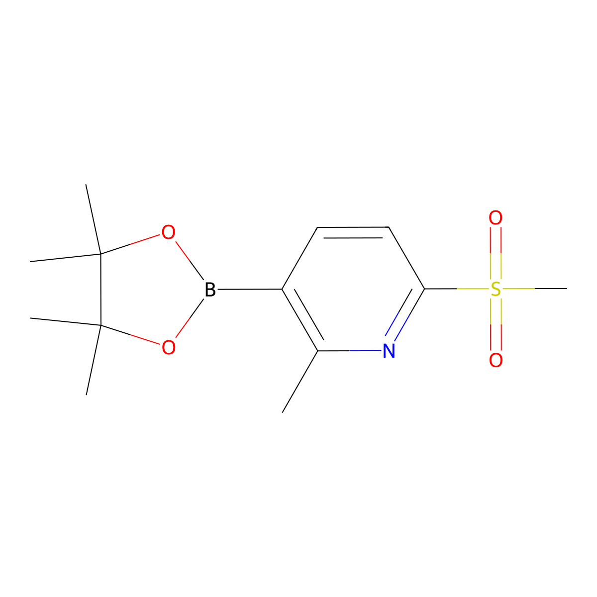 6-Methanesulfonyl-2-methyl-3-(4,4,5,5-tetramethyl-1,3,2-dioxaborolan-2-yl)pyridine molecular structure, CAS 1420297-13-7