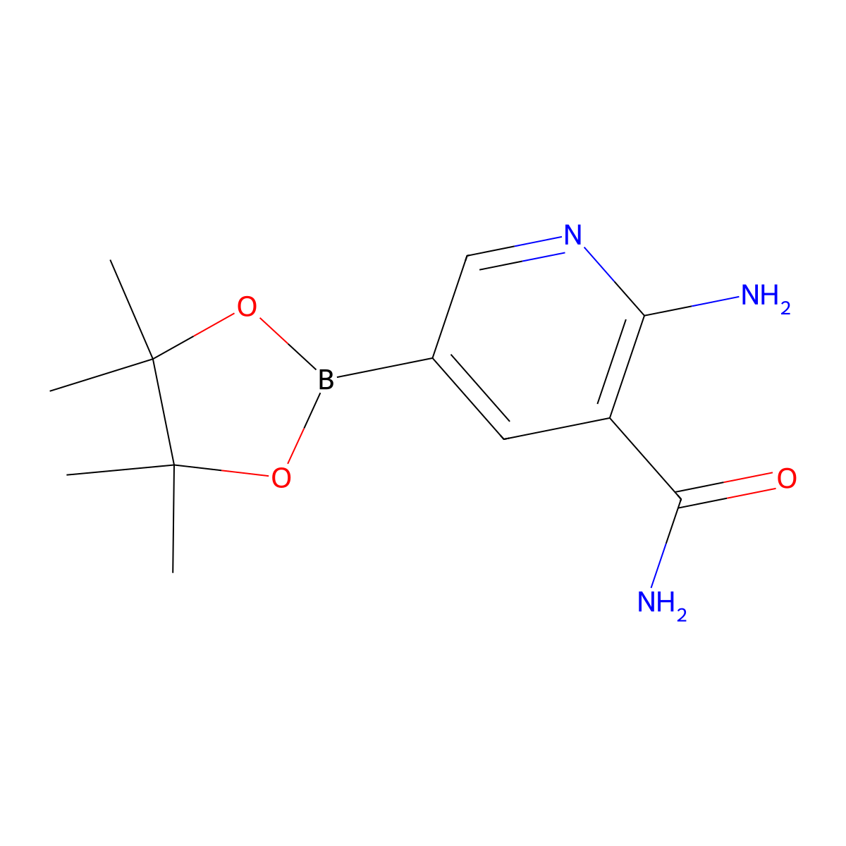 2-Amino-5-(4,4,5,5-tetramethyl-1,3,2-dioxaborolan-2-yl)pyridine-3-carboxamide molecular structure, CAS 1420297-21-7