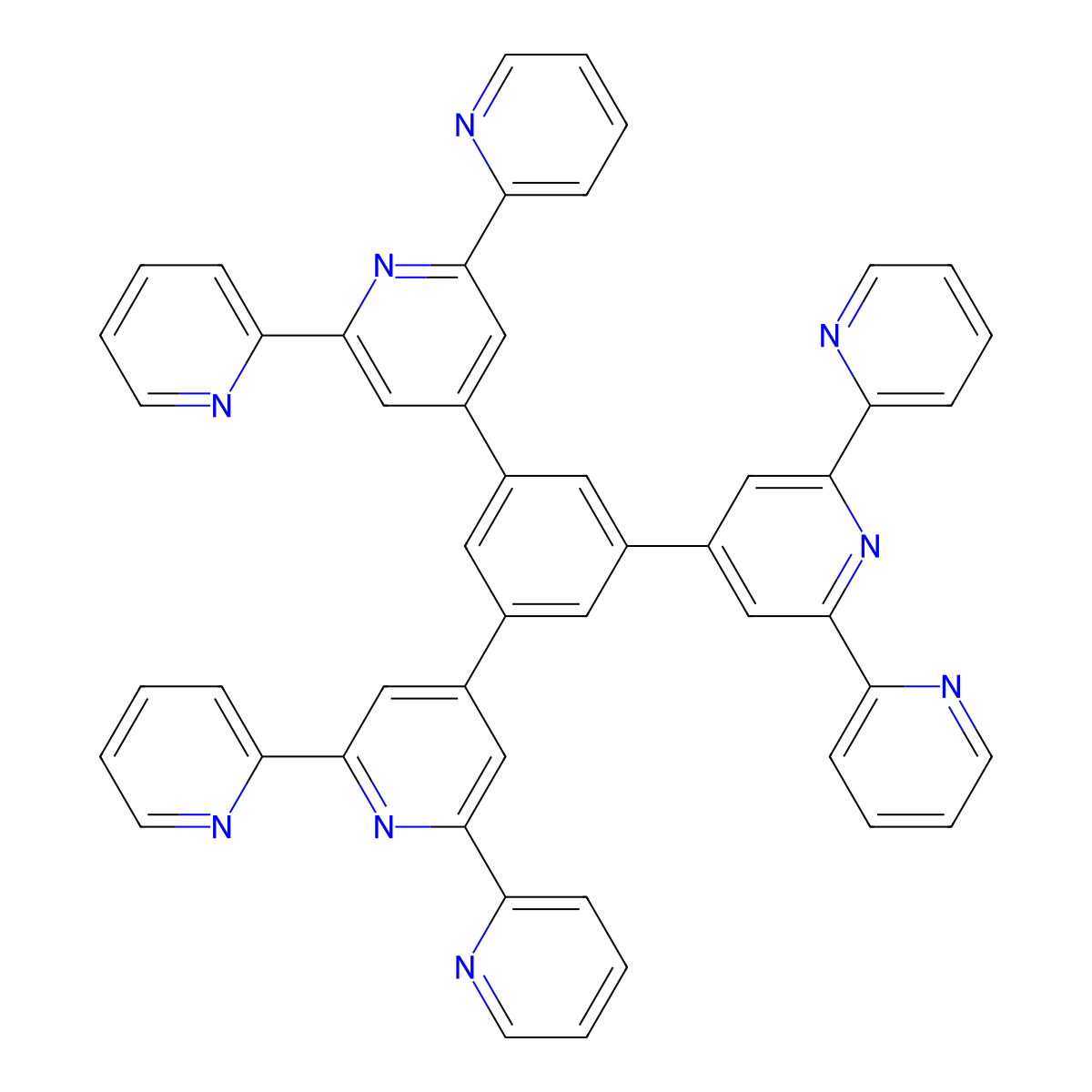 2~4~,3~4~,4~4~-(Benzene-1,3,5-triyl)tri(1~2~,2~2~:2~6~,3~2~-terpyridine) molecular structure, CAS 142030-40-8