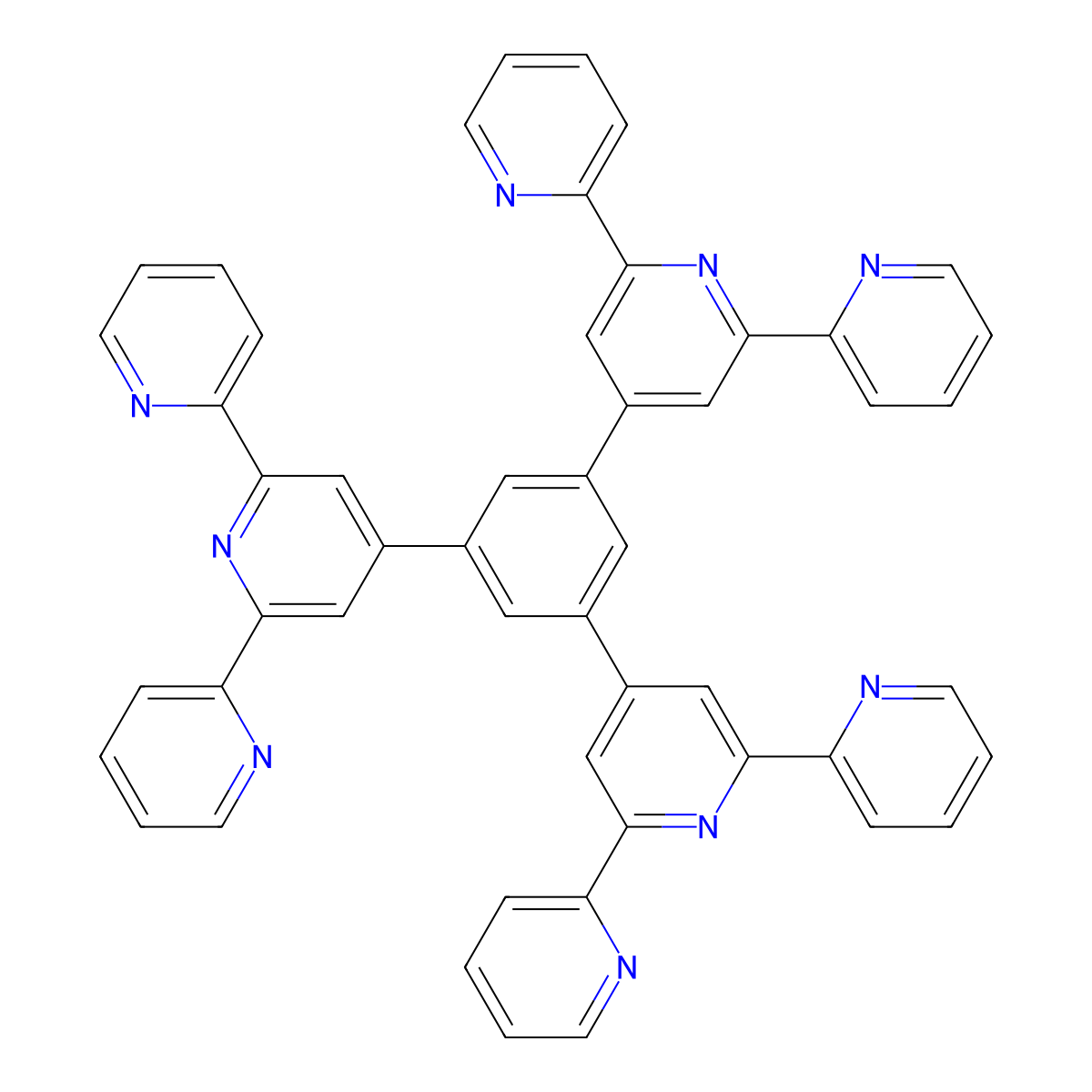 2~4~,3~4~,4~4~-(Benzene-1,3,5-triyl)tri(1~2~,2~2~:2~6~,3~2~-terpyridine) molecular structure, CAS 142030-40-8