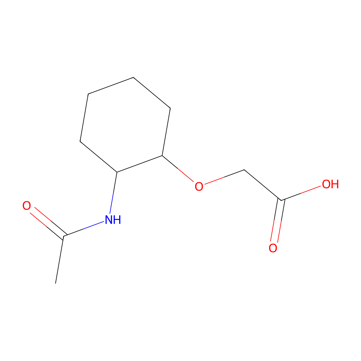 2-{[(1R,2R)-2-acetamidocyclohexyl]oxy}aceticacid molecular structure, CAS 142034-81-9