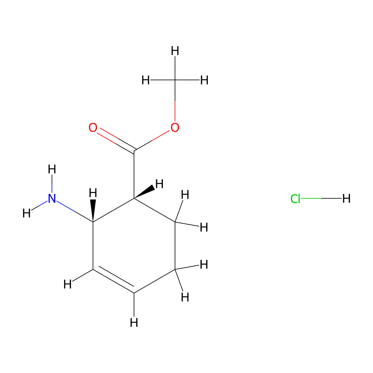 rac-methyl (1R,2S)-2-aminocyclohex-3-ene-1-carboxylate hydrochloride molecular structure, CAS 142035-03-8