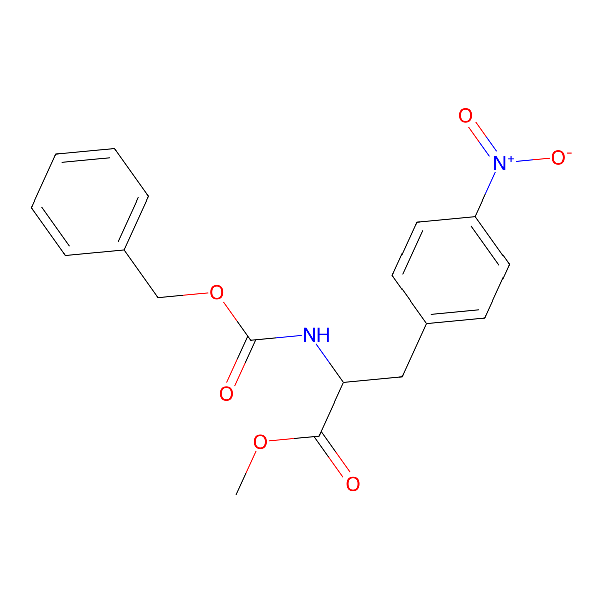 Methyl 2-{[(benzyloxy)carbonyl]amino}-3-(4-nitrophenyl)propanoate molecular structure, CAS 142035-73-2