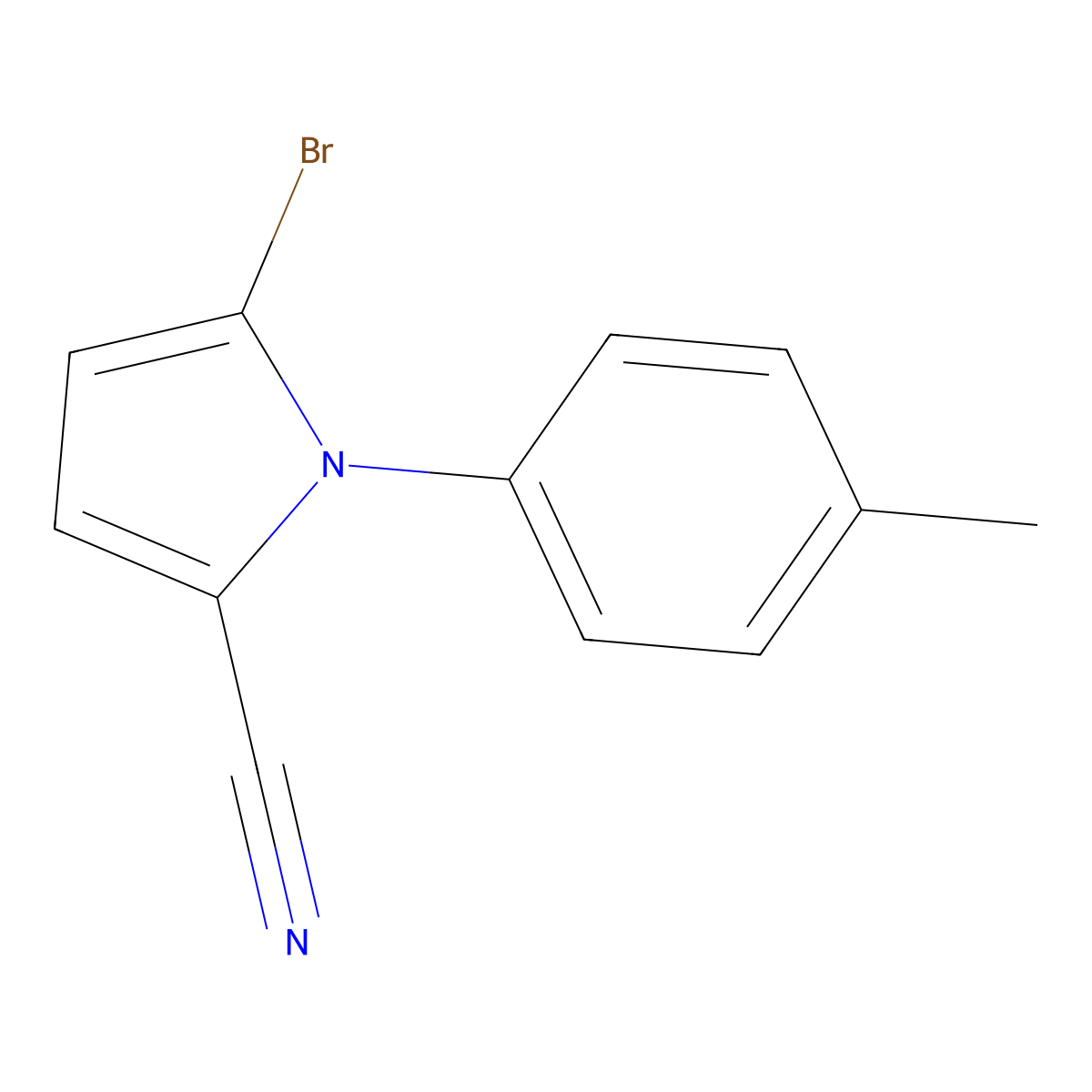 5-Bromo-1-(p-tolyl)-1H-pyrrole-2-carbonitrile molecular structure, CAS 142044-97-1