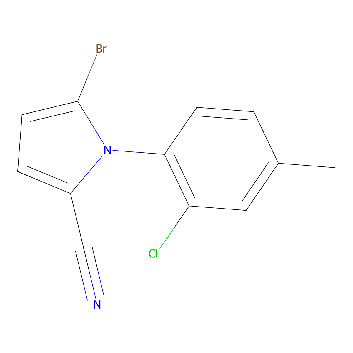 5-Bromo-1-(2-chloro-4-methylphenyl)-1H-pyrrole-2-carbonitrile molecular structure, CAS 142045-00-9