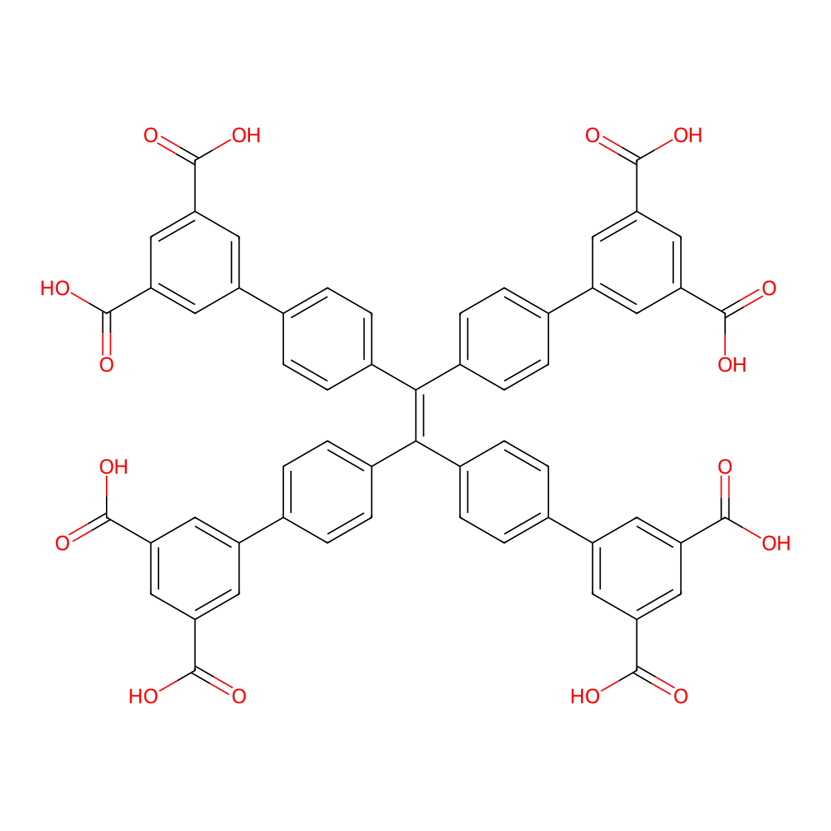 4',4''',4''''',4'''''''-(Ethene-1,1,2,2-tetrayl)tetrakis(([1,1'-biphenyl]-3,5-dicarboxylic acid)) molecular structure, CAS 1420471-57-3