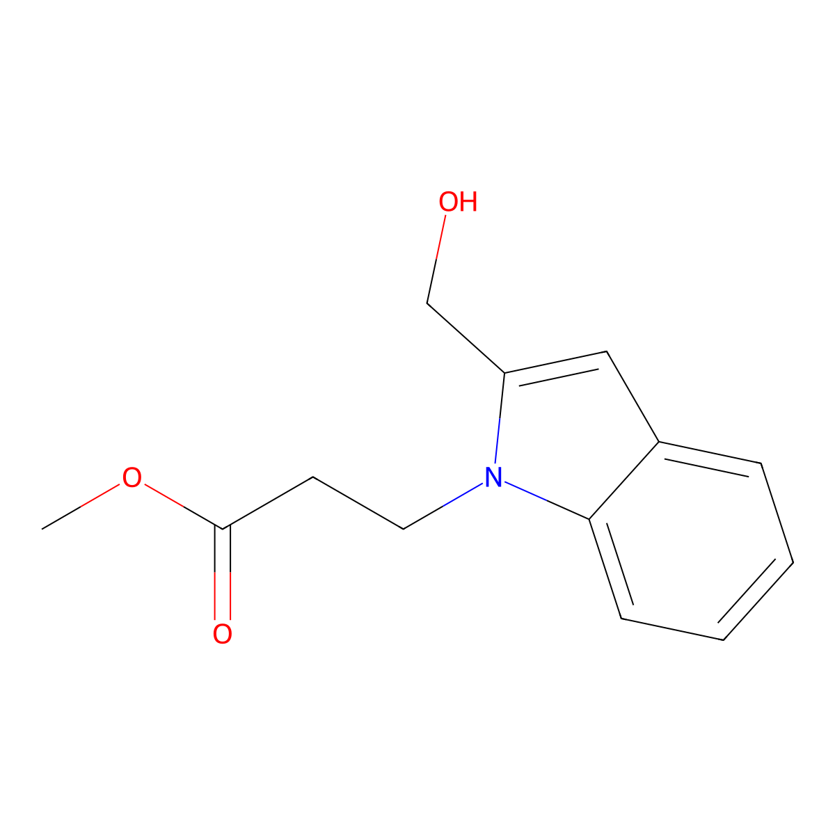 methyl 3-(2-(hydroxymethyl)-1H-indol-1-yl)propanoate molecular structure, CAS 1420476-05-6