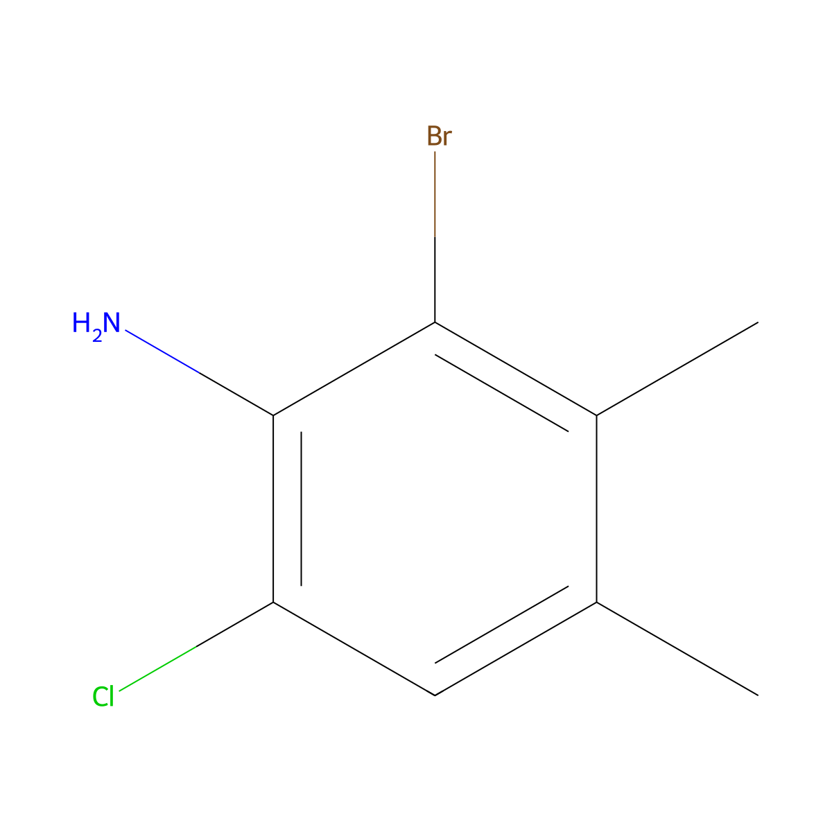 2-Bromo-6-chloro-3,4-dimethyl-aniline molecular structure, CAS 1420477-32-2
