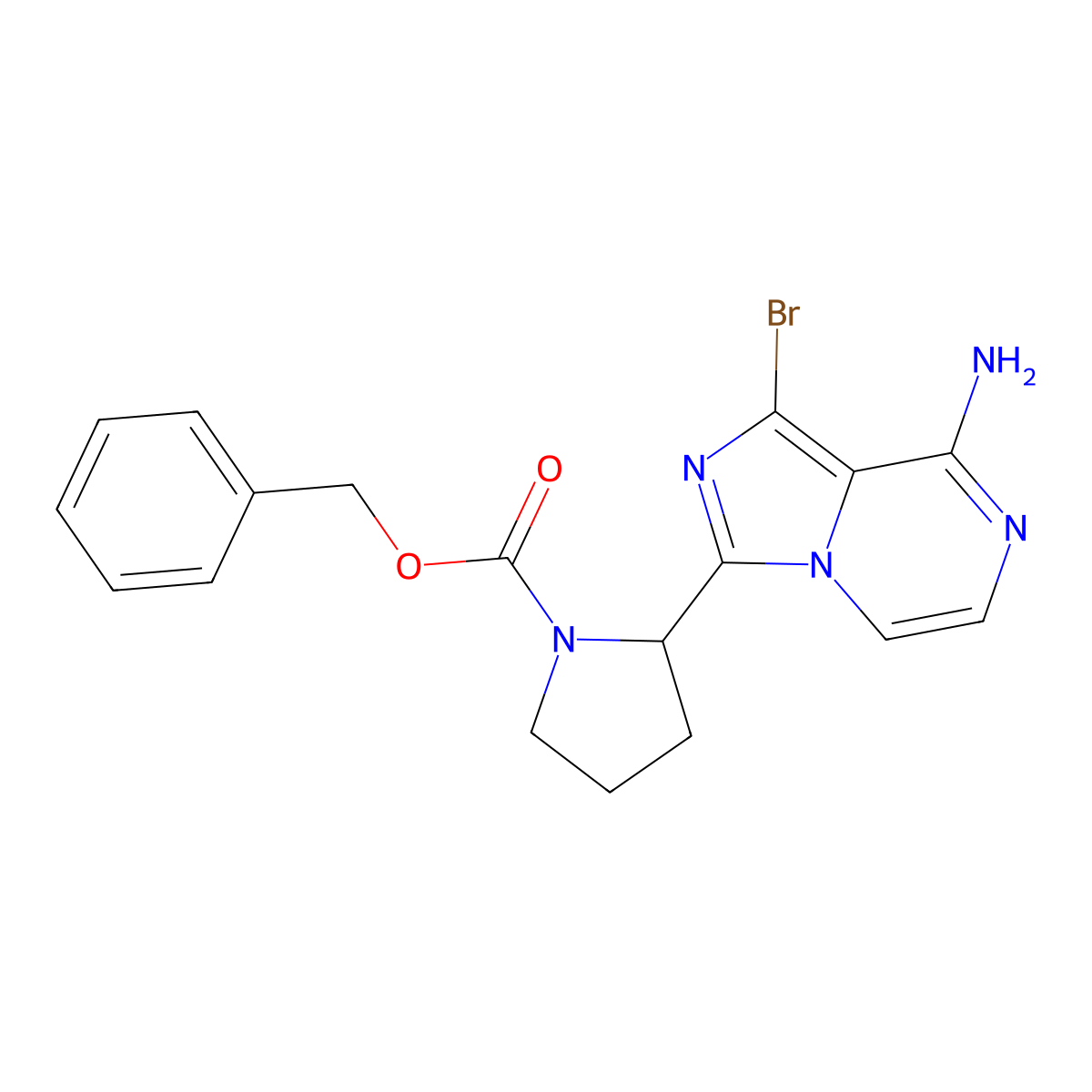 (S)-Benzyl 2-(8-amino-1-bromoimidazo(1,5-a)pyrazin-3-yl)pyrrolidine-1-carboxylate molecular structure, CAS 1420478-88-1