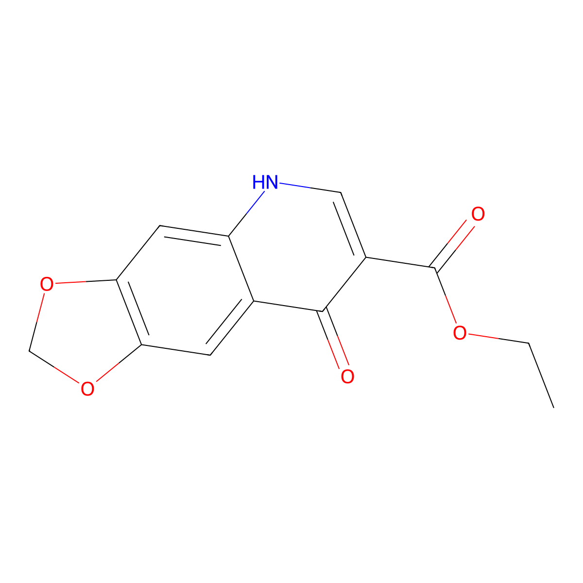 Ethyl 8-hydroxy-(1,3)dioxolo(4,5-g)quinoline-7-carboxylate molecular structure, CAS 14205-65-3