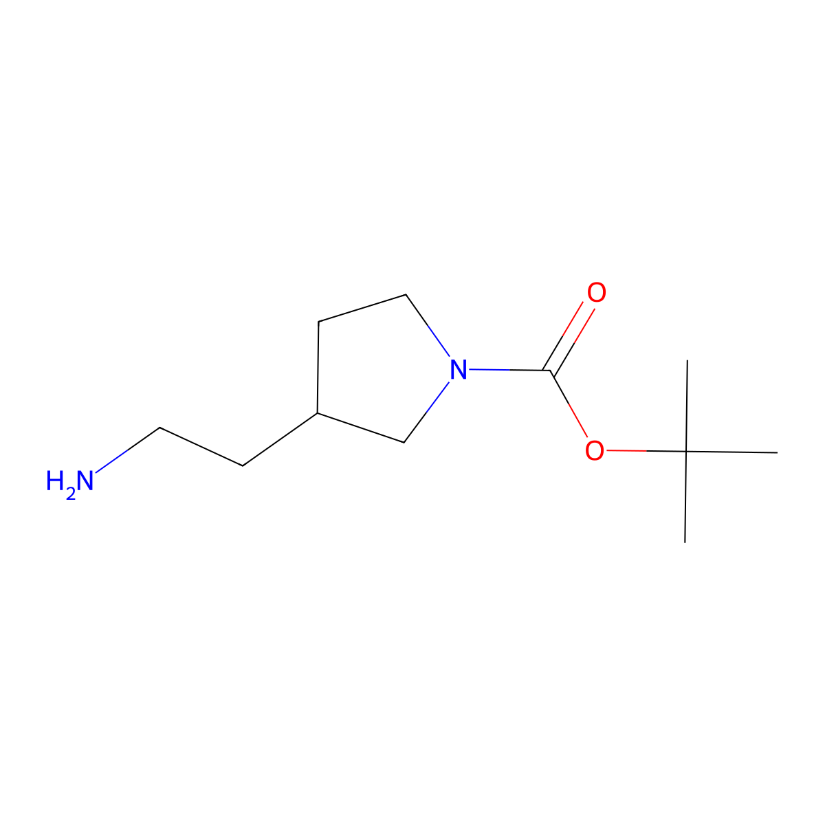 tert-butyl (3R)-3-(2-aminoethyl)pyrrolidine-1-carboxylate molecular structure, CAS 1420537-04-7