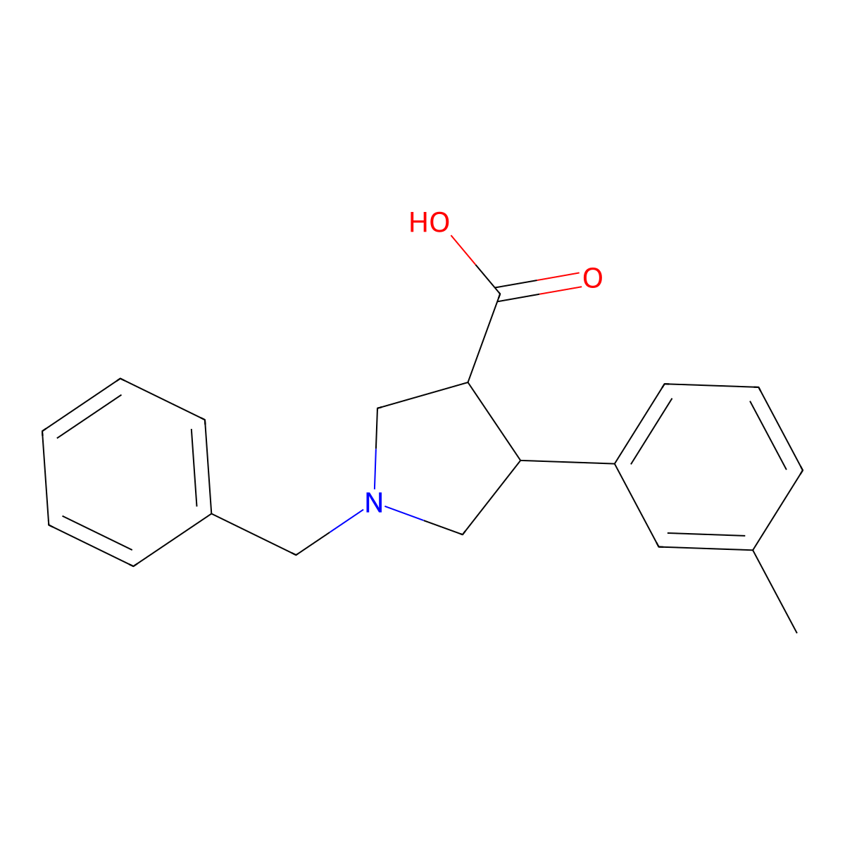 Trans-1-benzyl-4-m-tolylpyrrolidine-3-carboxylic acid molecular structure, CAS 1420537-39-8