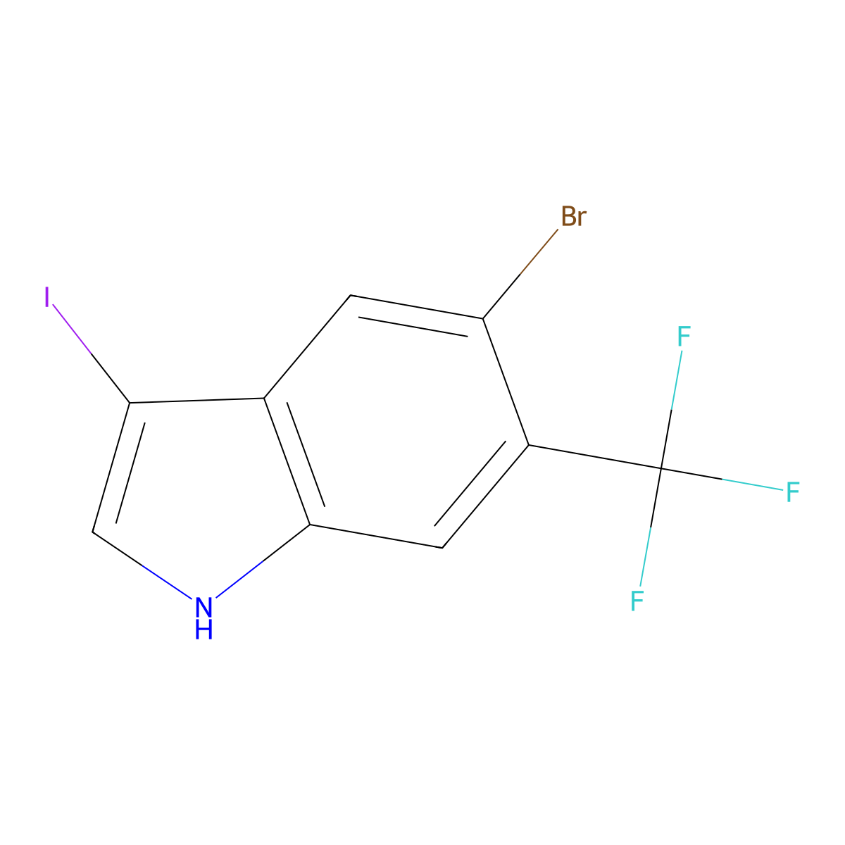 5-bromo-3-iodo-6-(trifluoromethyl)-1H-indole molecular structure, CAS 1420537-61-6