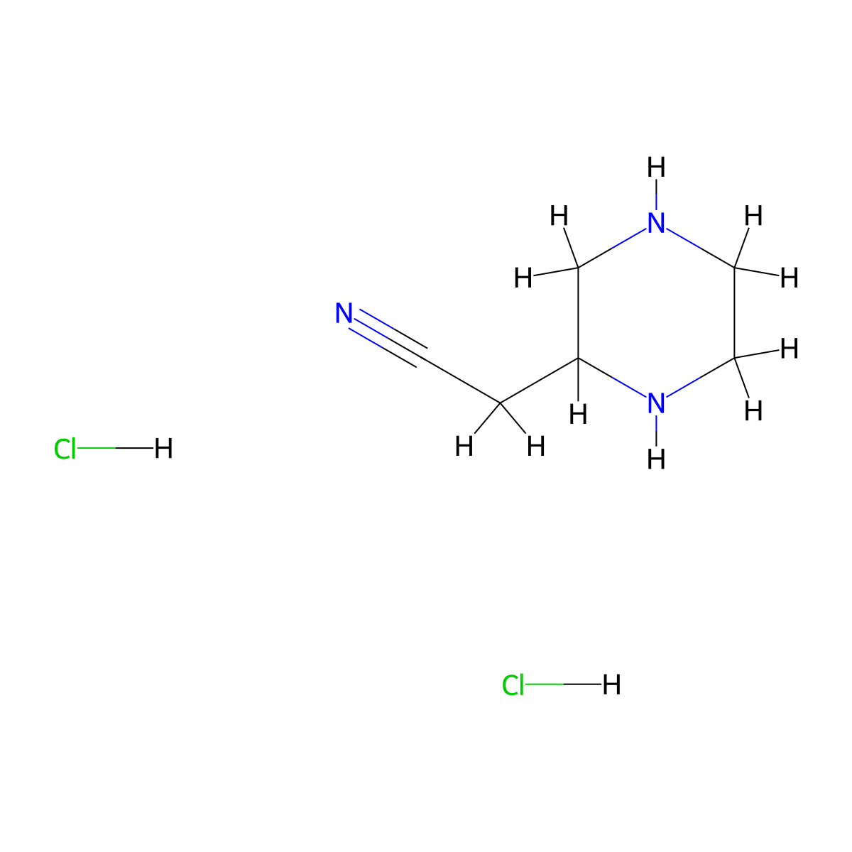 2-(Piperazin-2-yl)acetonitrile dihydrochloride molecular structure, CAS 142054-62-4