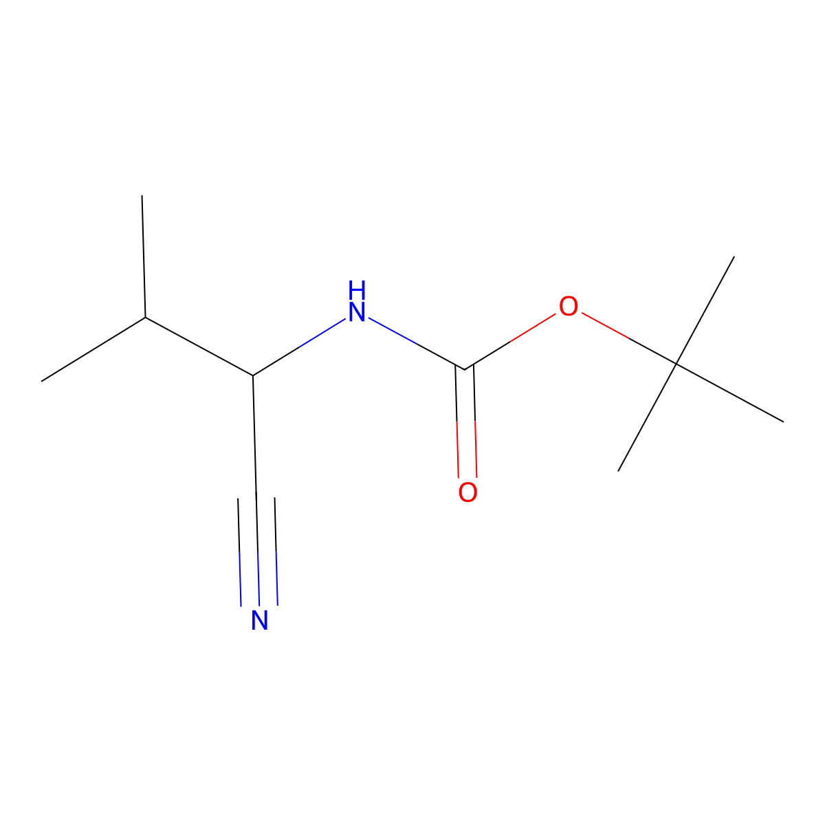 tert-butyl N-(1-cyano-2-methylpropyl)carbamate molecular structure, CAS 142055-86-5
