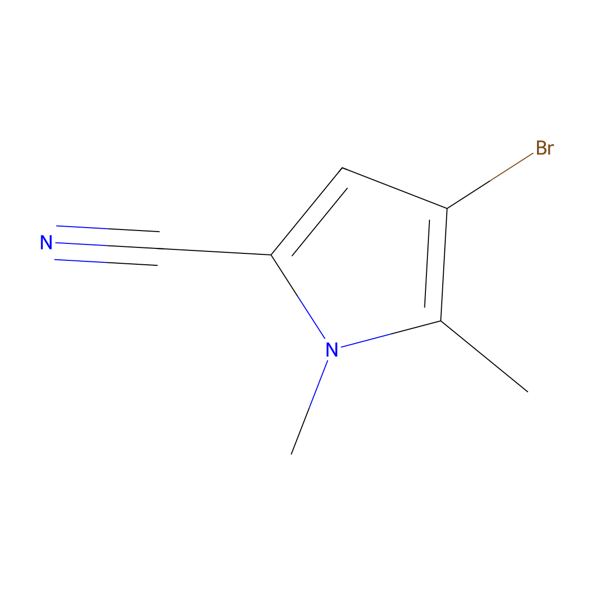 4-Bromo-1,5-Dimethyl-1H-Pyrrole-2-Carbonitrile molecular structure, CAS 142057-56-5