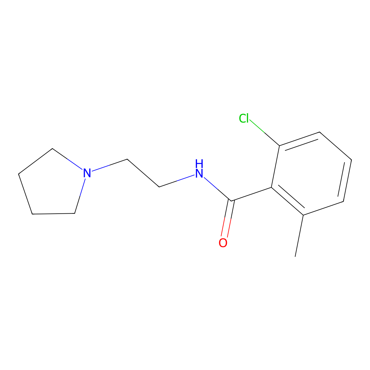 2-chloro-6-methyl-N-(2-(pyrrolidin-1-yl)ethyl)benzamide molecular structure, CAS 1420626-76-1