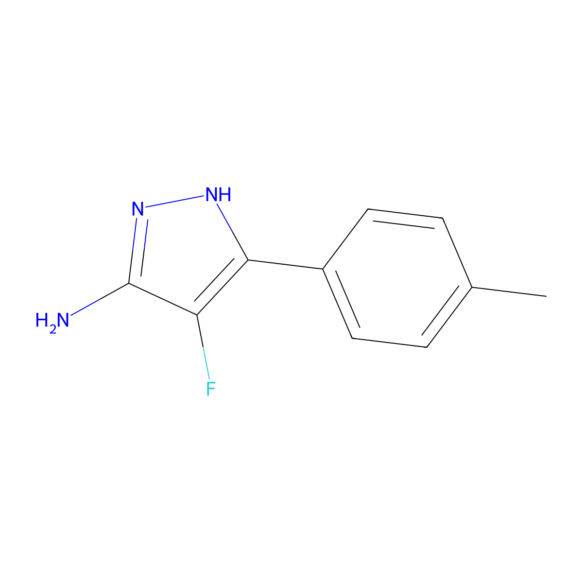 4-fluoro-3-(4-methylphenyl)-1H-pyrazol-5-amine molecular structure, CAS 1420660-49-6