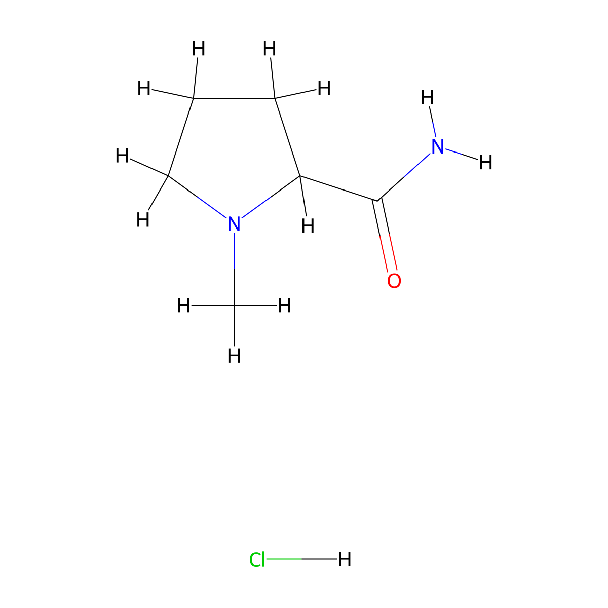 1-Methylpyrrolidine-2-carboxamide hydrochloride molecular structure, CAS 1420660-58-7