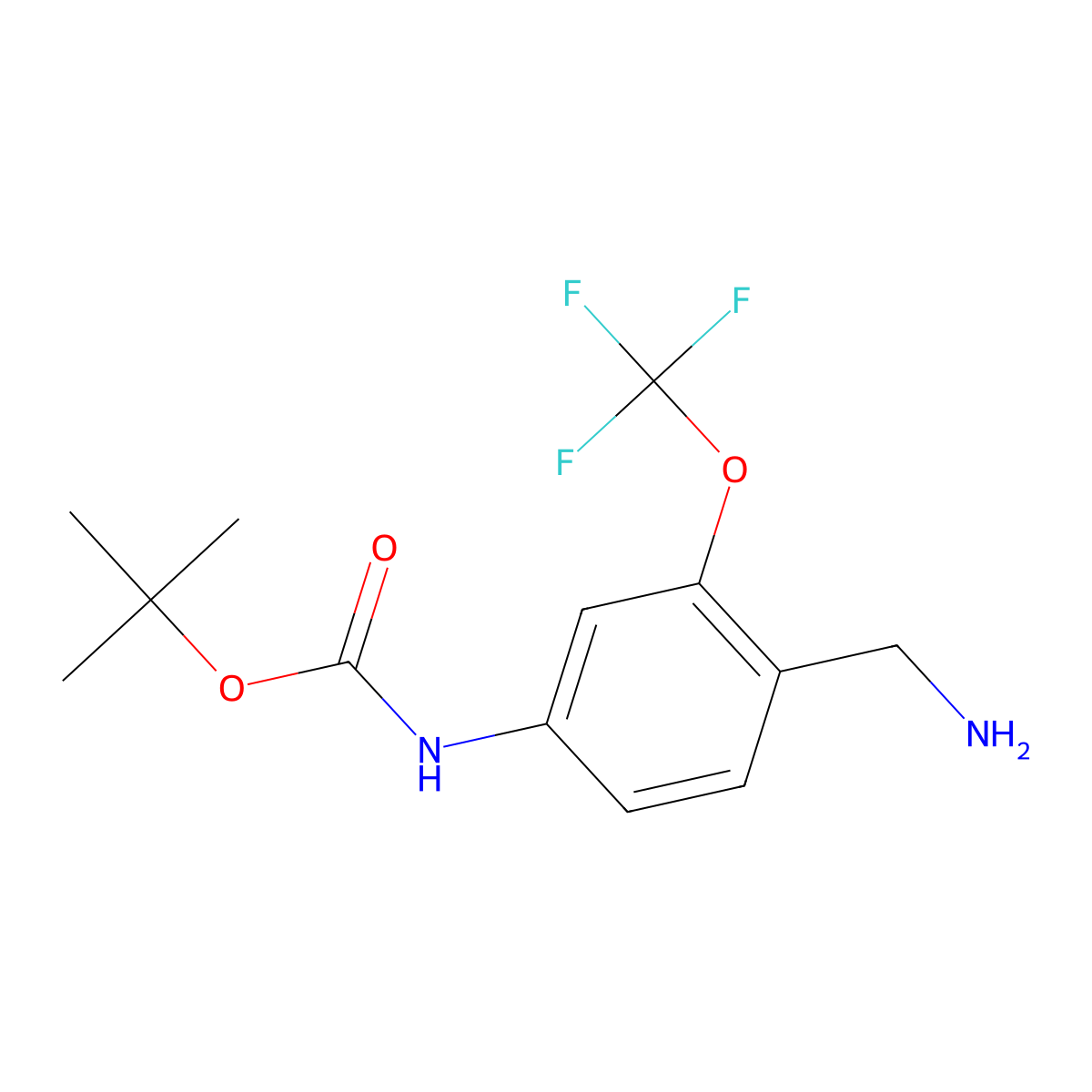 Tert-butyl 4-(aminomethyl)-3-(trifluoromethoxy)phenylcarbamate molecular structure, CAS 1420670-57-0