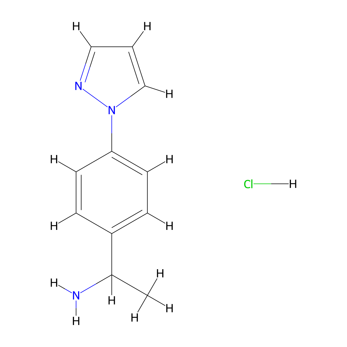 1-(4-Pyrazol-1-ylphenyl)ethanamine;hydrochloride molecular structure, CAS 1420684-81-6