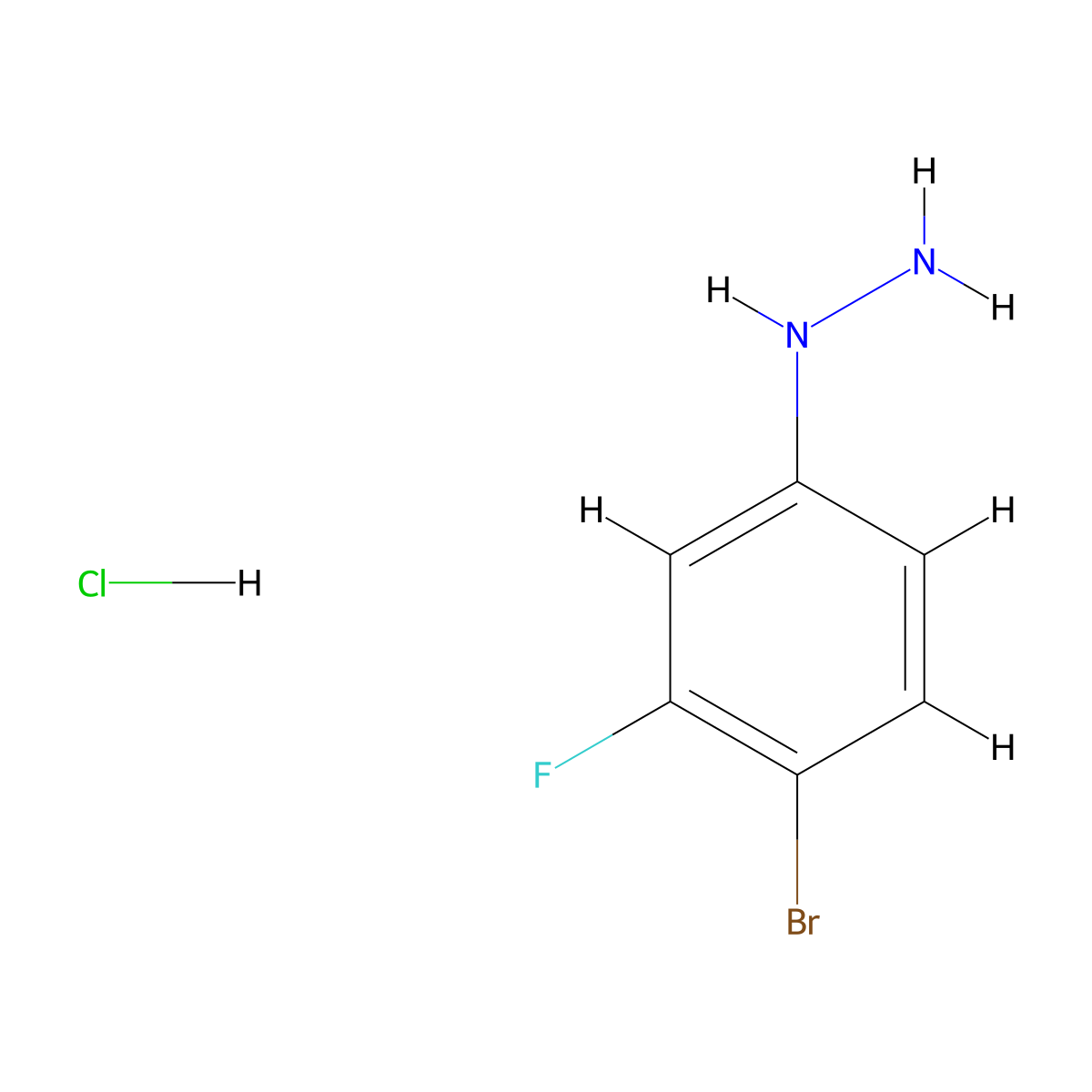 (4-Bromo-3-fluorophenyl)hydrazine hydrochloride molecular structure, CAS 1420685-39-7