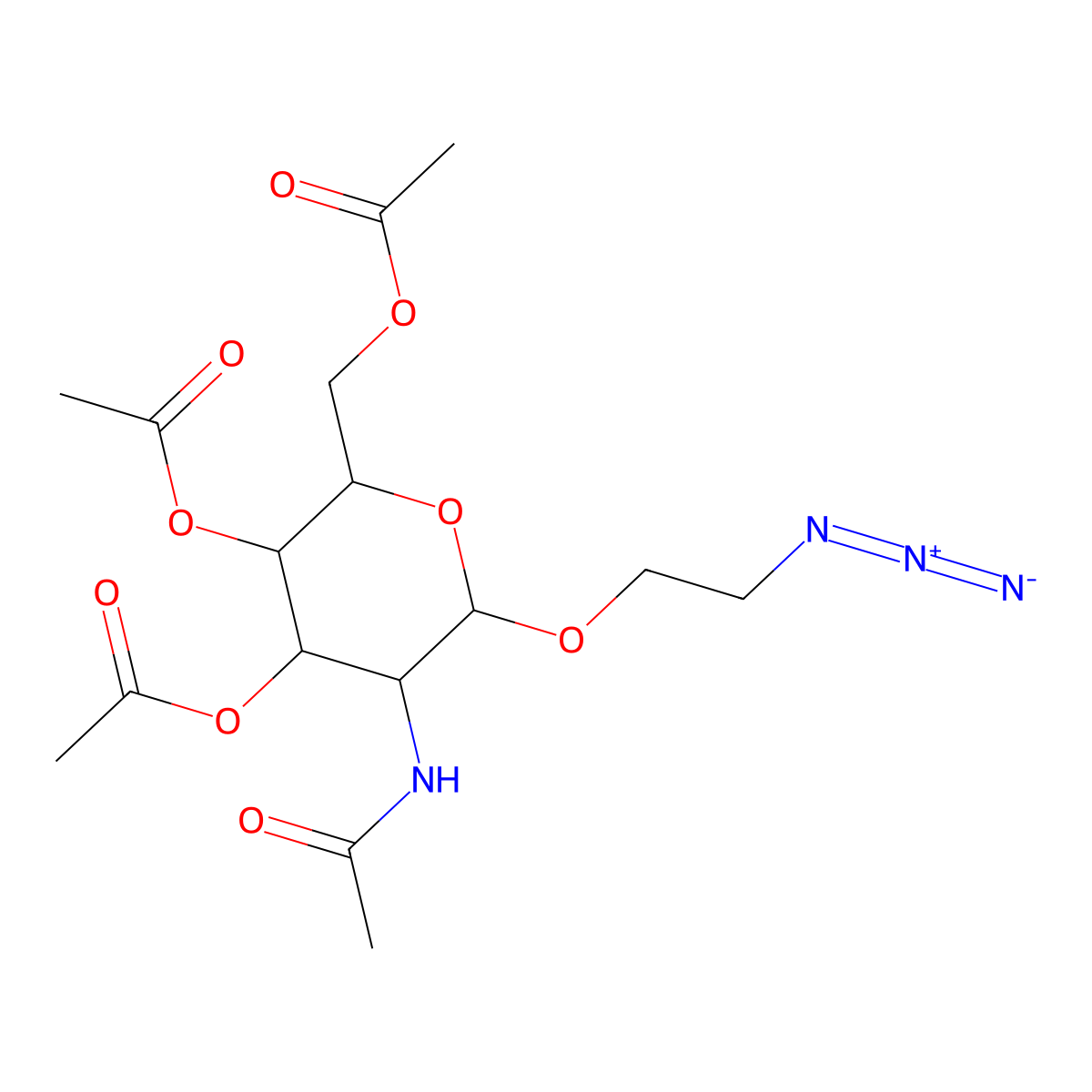 2-Azidoethyl 2-acetamido-3,4,6-tri-O-acetyl-2-deoxy-b-D-glucopyranoside molecular structure, CAS 142072-11-5