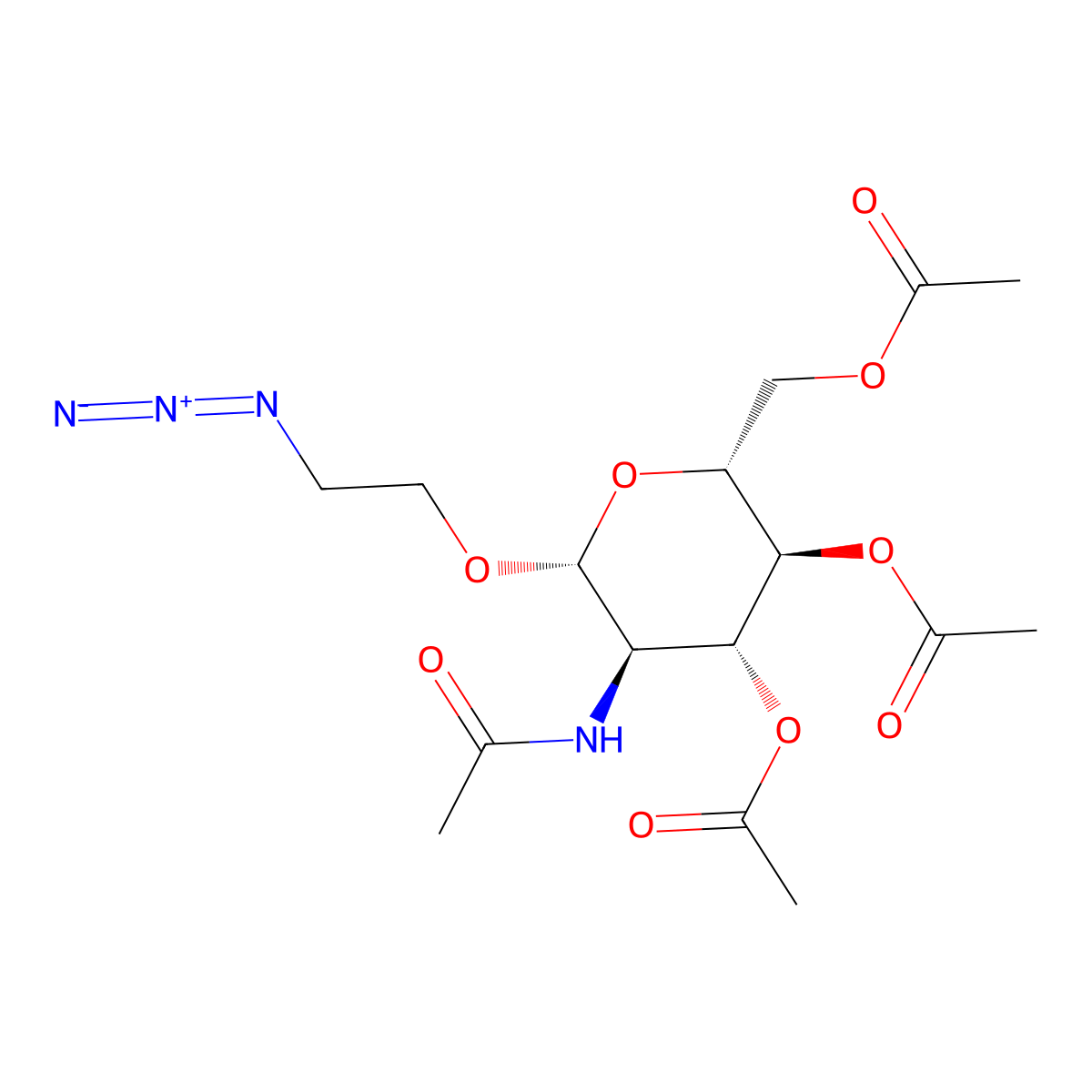 2-Azidoethyl 2-acetamido-3,4,6-tri-O-acetyl-2-deoxy-b-D-glucopyranoside molecular structure, CAS 142072-11-5