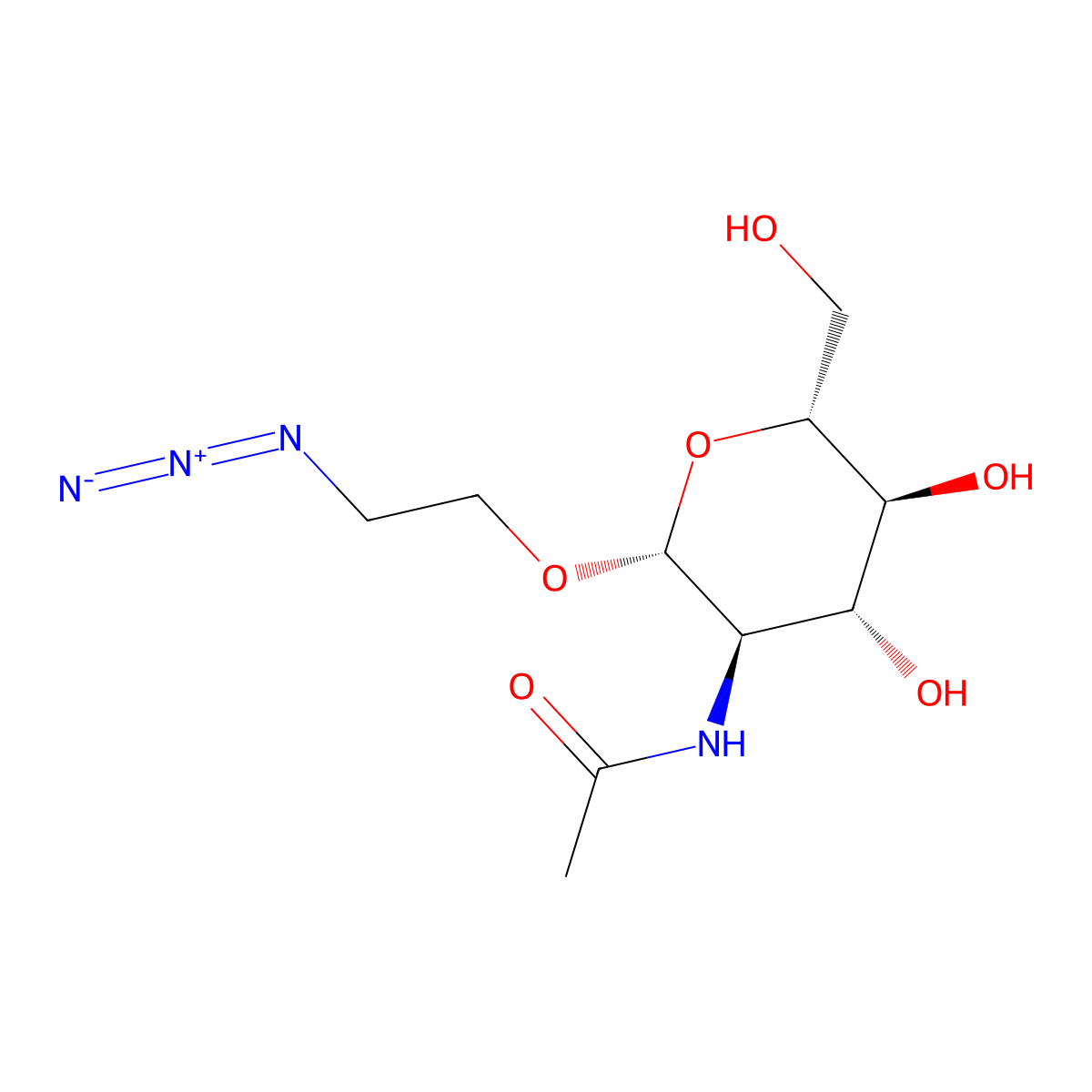 2-Azidoethyl 2-(acetylamino)-2-deoxy-beta-D-glucopyranoside molecular structure, CAS 142072-12-6