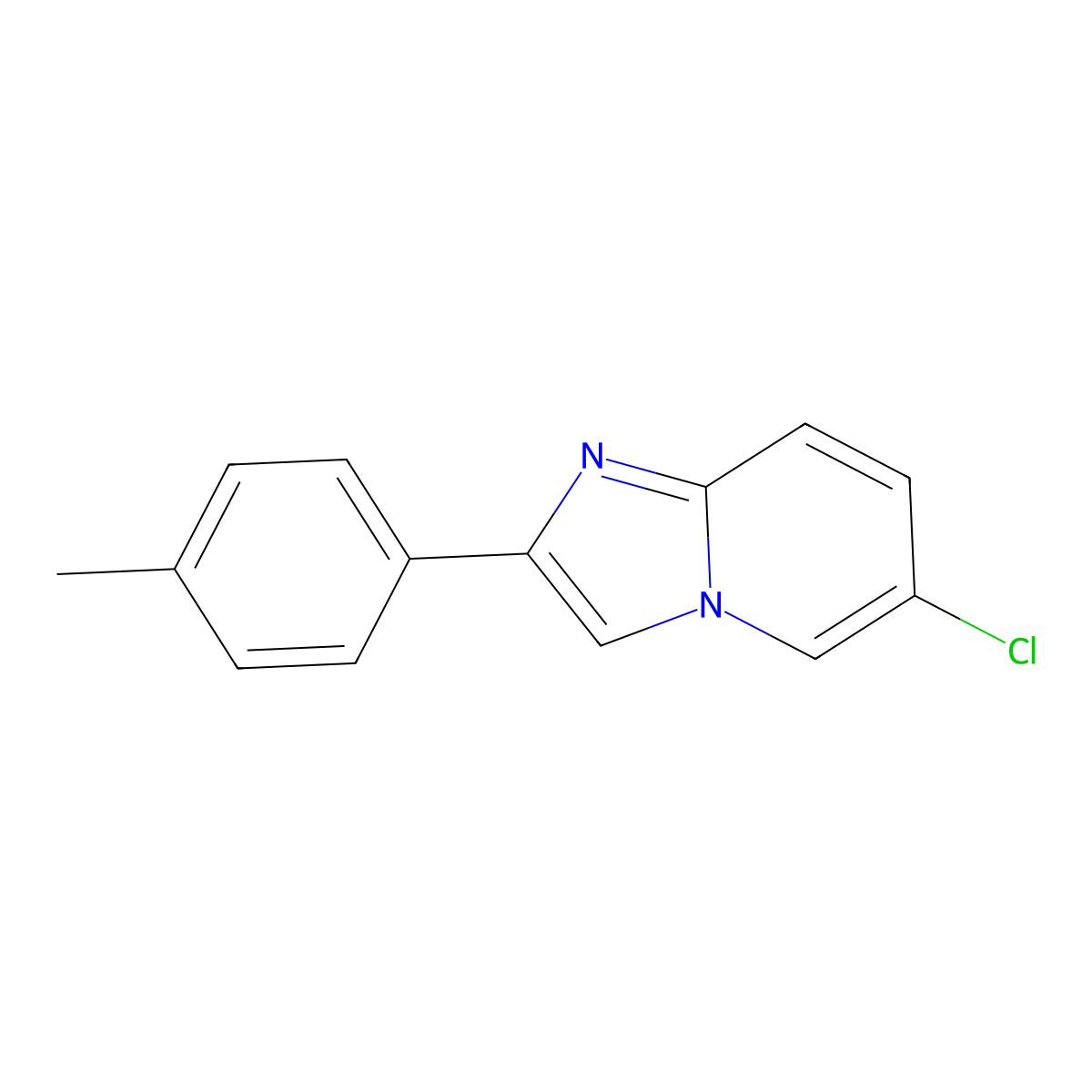 6-Chloro-2-(4-methylphenyl)imidazo[1,2-a]pyridine molecular structure, CAS 142073-93-6